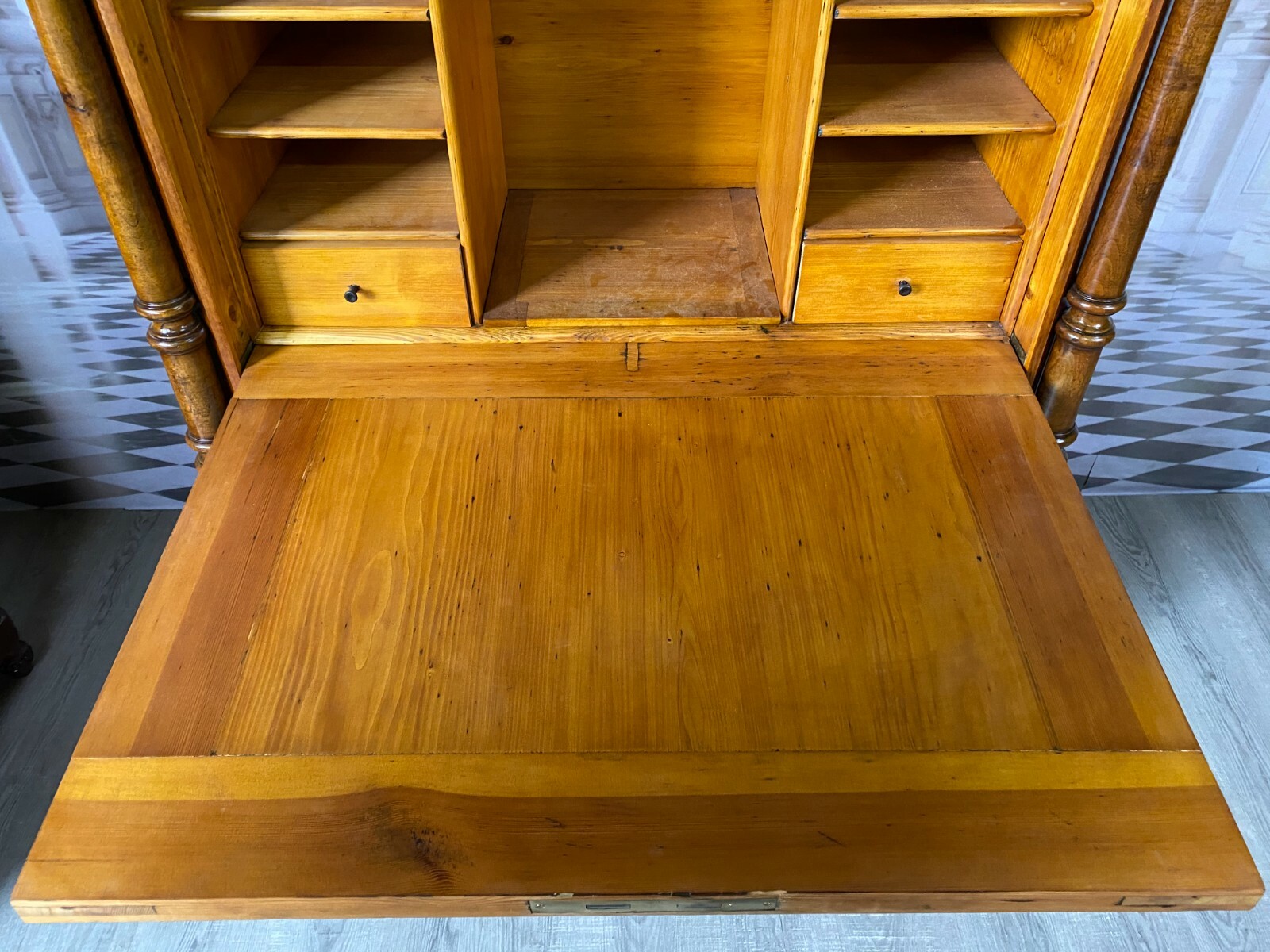GRÜNDERZEIT SEKRETÄR NUSSBAUM FURNIERT ANTIK 19-TES JHDT WOHNFERTIG SCHREIBMÖBEL – Bild 7