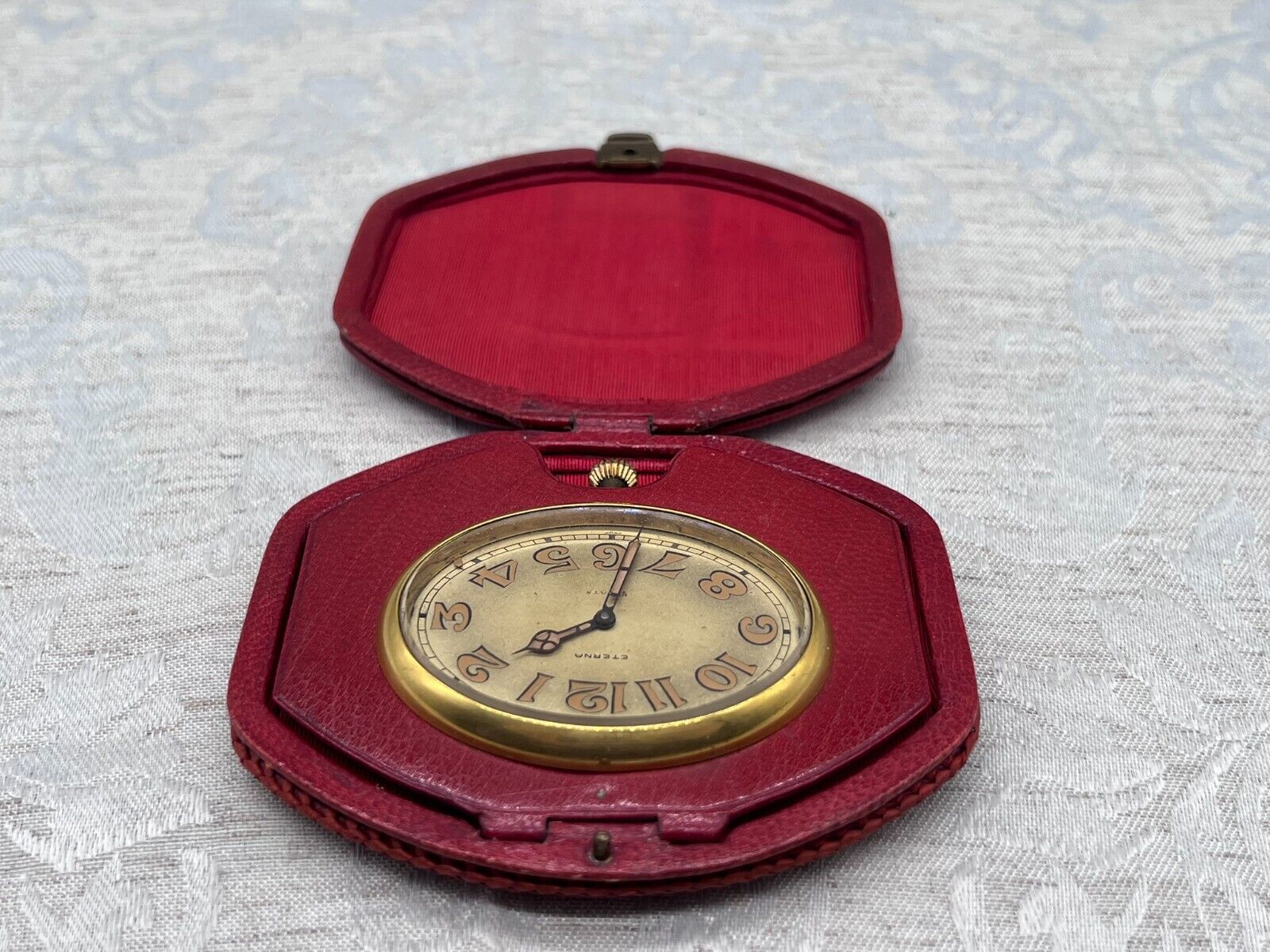 ETERNA REISEUHR UHR ANTIK 8 TAGE WERK LEDERETUI – Bild 6