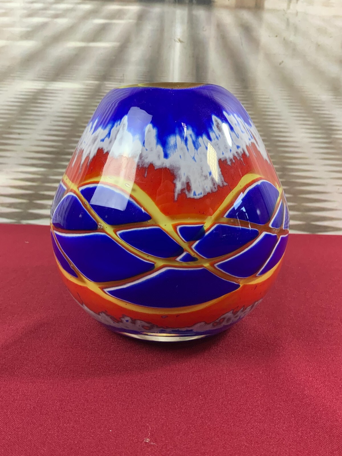 GROSSE VASE KUGELVASE AUS GLAS HANDARBEIT KÜNSTLERGLAS 3,4kg 15cm HOCH – Bild 3
