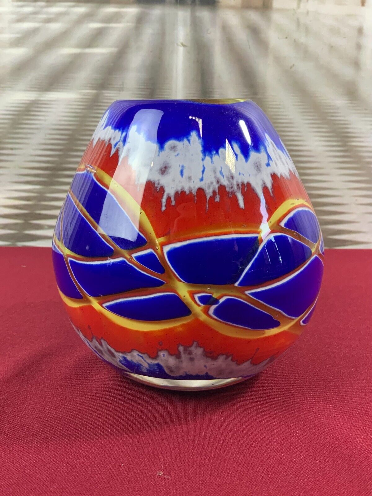 GROSSE VASE KUGELVASE AUS GLAS HANDARBEIT KÜNSTLERGLAS 3,4kg 15cm HOCH – Bild 5