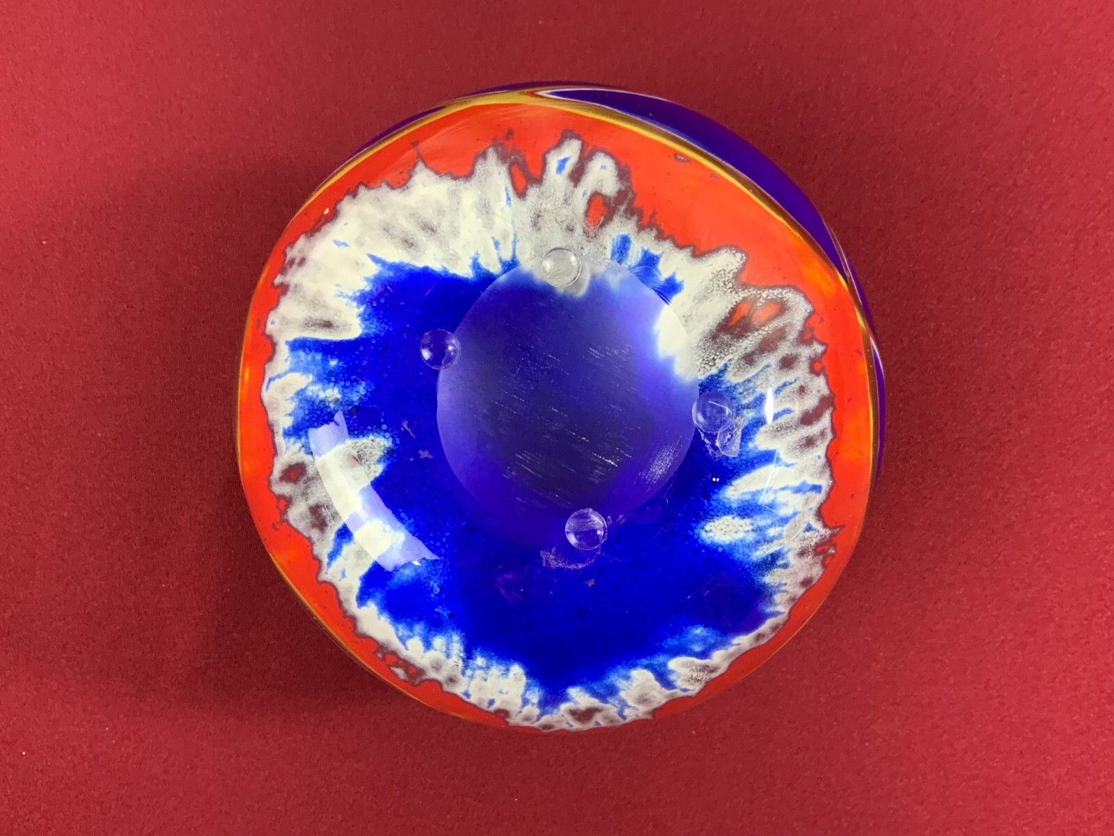 GROSSE VASE KUGELVASE AUS GLAS HANDARBEIT KÜNSTLERGLAS 3,4kg 15cm HOCH – Bild 8