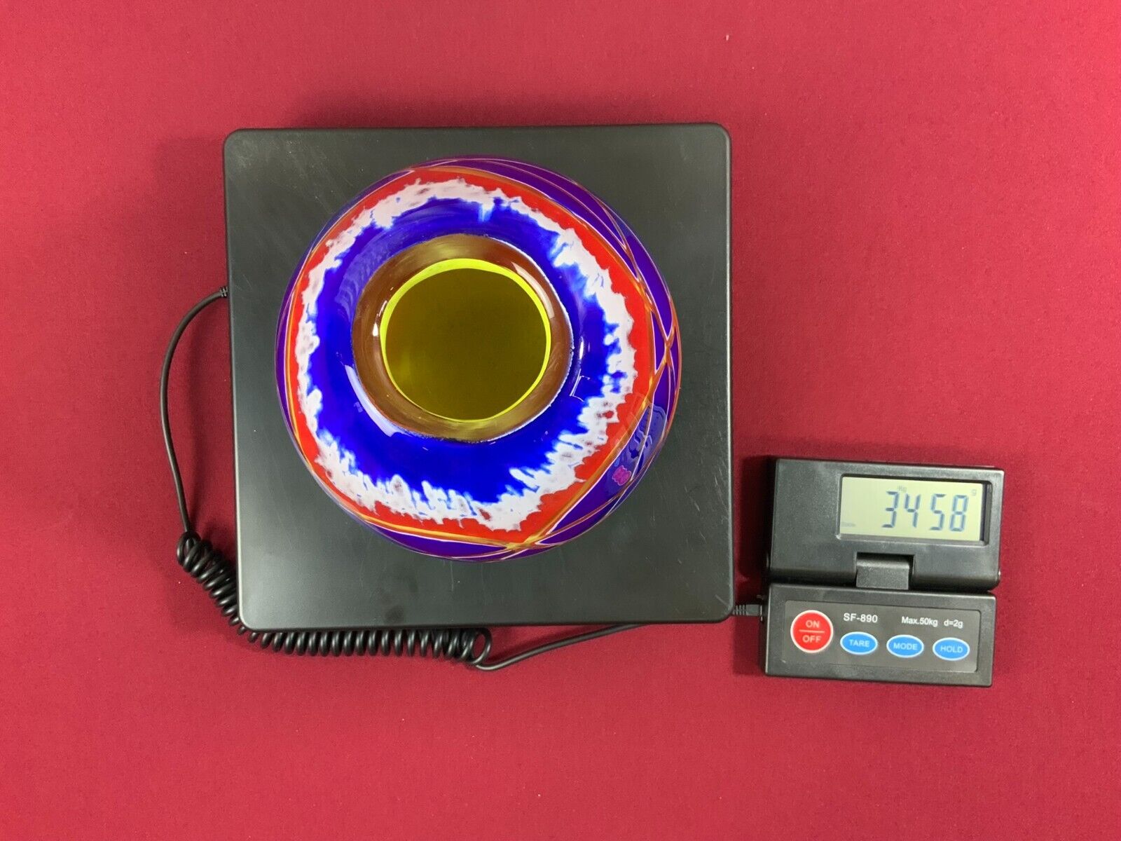 GROSSE VASE KUGELVASE AUS GLAS HANDARBEIT KÜNSTLERGLAS 3,4kg 15cm HOCH – Bild 9