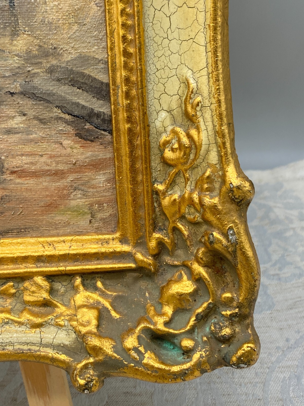 ÖLGEMÄLDE SOLDAT IN ALTSTADT KOPIE NACH SPITZWEG PRUNKRAHMEN SIGNIERT – Bild 11