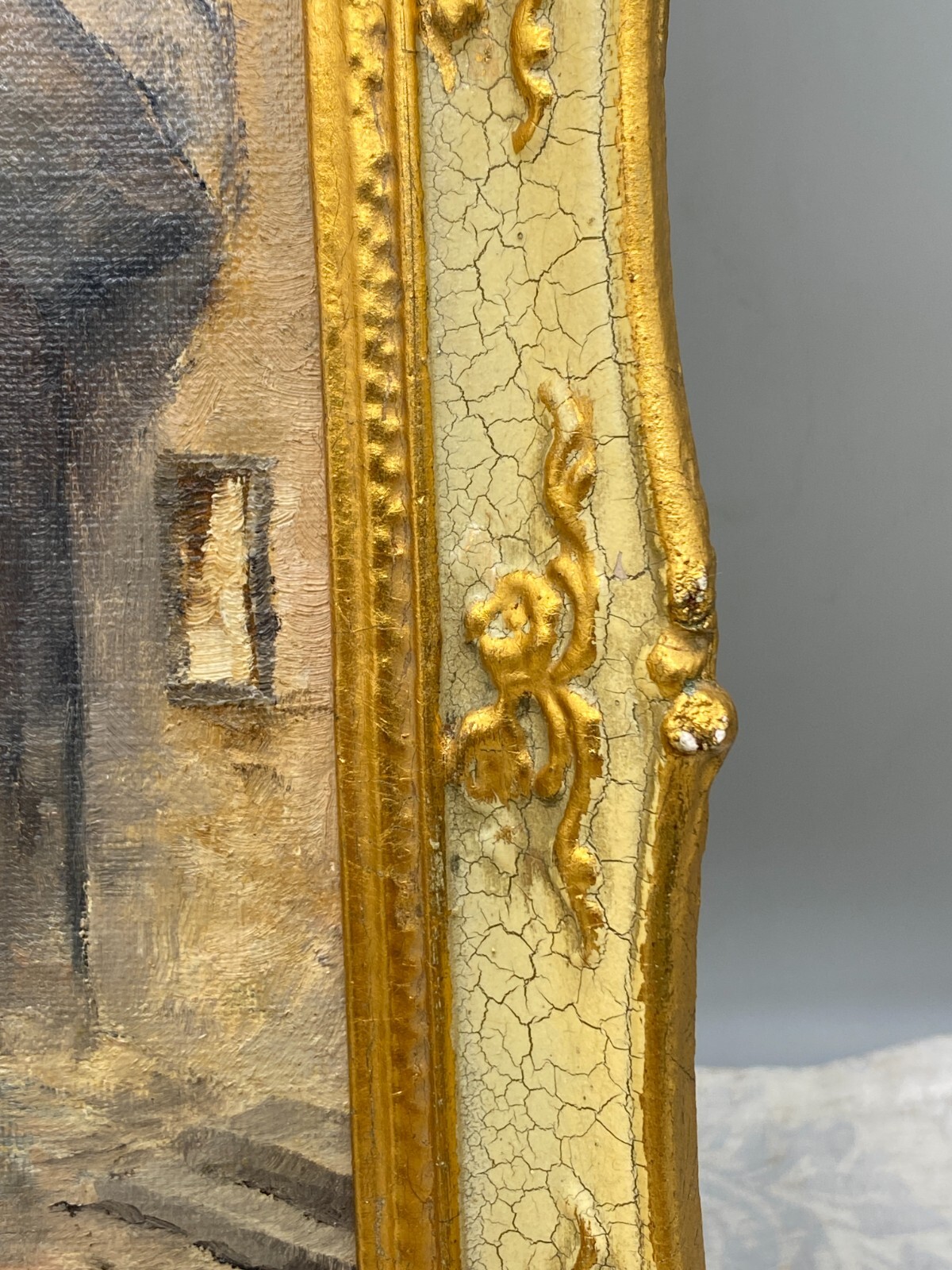 ÖLGEMÄLDE SOLDAT IN ALTSTADT KOPIE NACH SPITZWEG PRUNKRAHMEN SIGNIERT – Bild 12