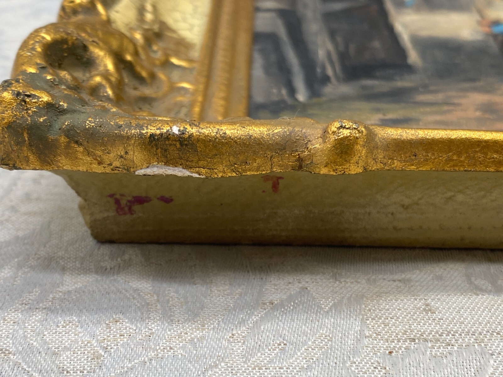 ÖLGEMÄLDE SOLDAT IN ALTSTADT KOPIE NACH SPITZWEG PRUNKRAHMEN SIGNIERT – Bild 16