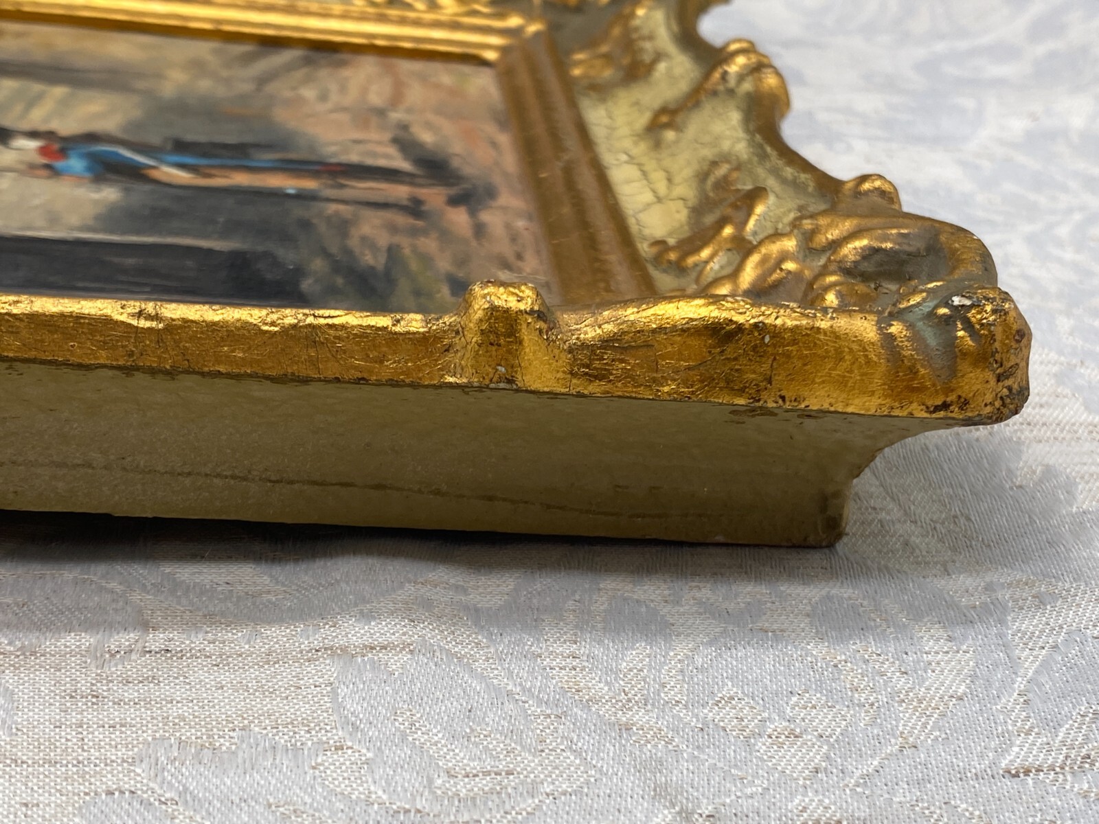 ÖLGEMÄLDE SOLDAT IN ALTSTADT KOPIE NACH SPITZWEG PRUNKRAHMEN SIGNIERT – Bild 24