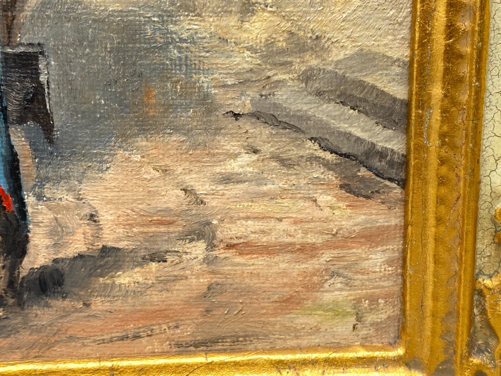 ÖLGEMÄLDE SOLDAT IN ALTSTADT KOPIE NACH SPITZWEG PRUNKRAHMEN SIGNIERT – Bild 7