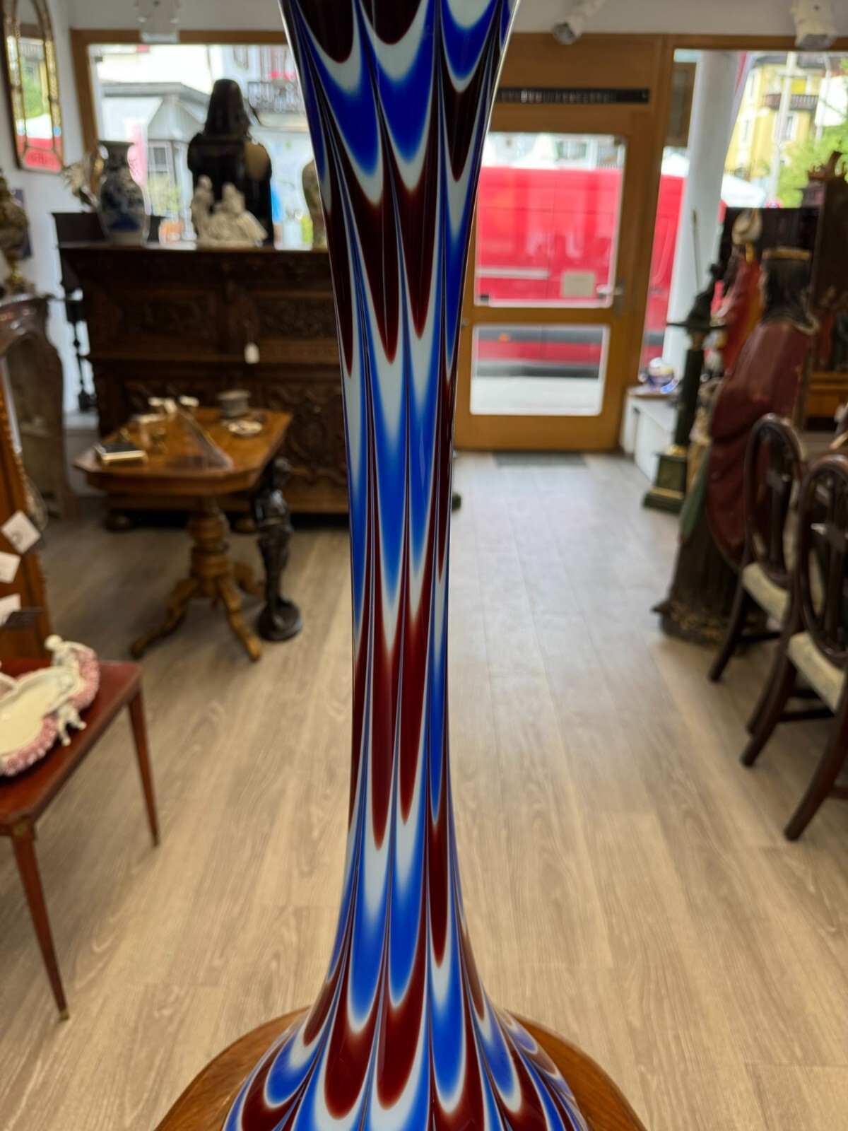 VINTAGE BODENVASE GROSSE VASE AUS GLAS LOLLIPOP SPACE AGE SCHOTT ZWIESEL 86x33cm – Bild 13