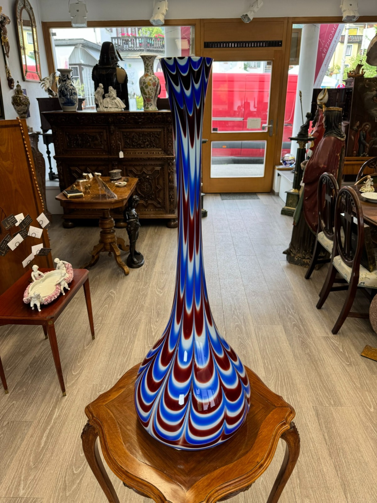 VINTAGE BODENVASE GROSSE VASE AUS GLAS LOLLIPOP SPACE AGE SCHOTT ZWIESEL 86x33cm