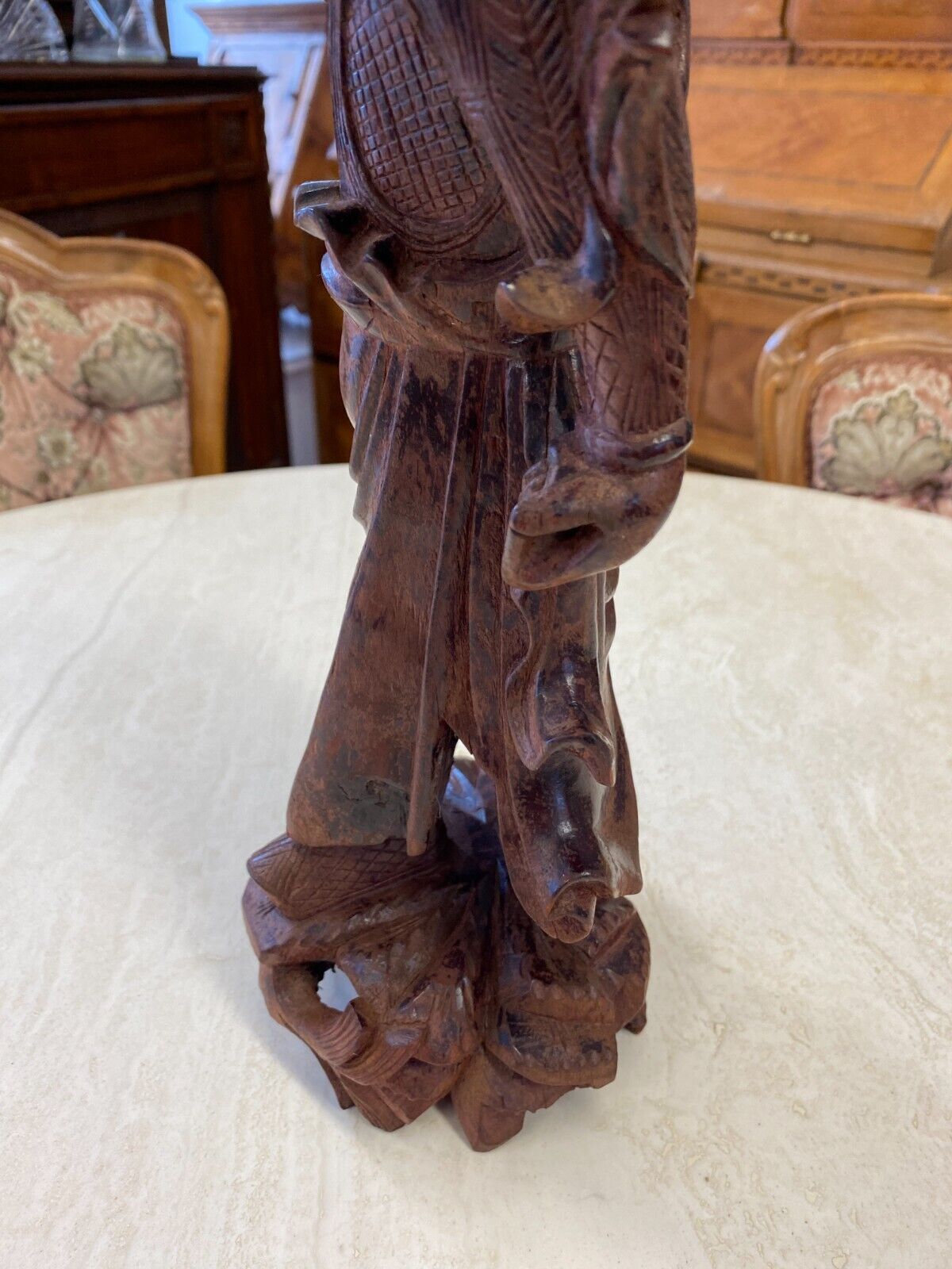 CHINA SKULPTUR AUS HOLZ GELEHRTER 36cm HOCH – Bild 11