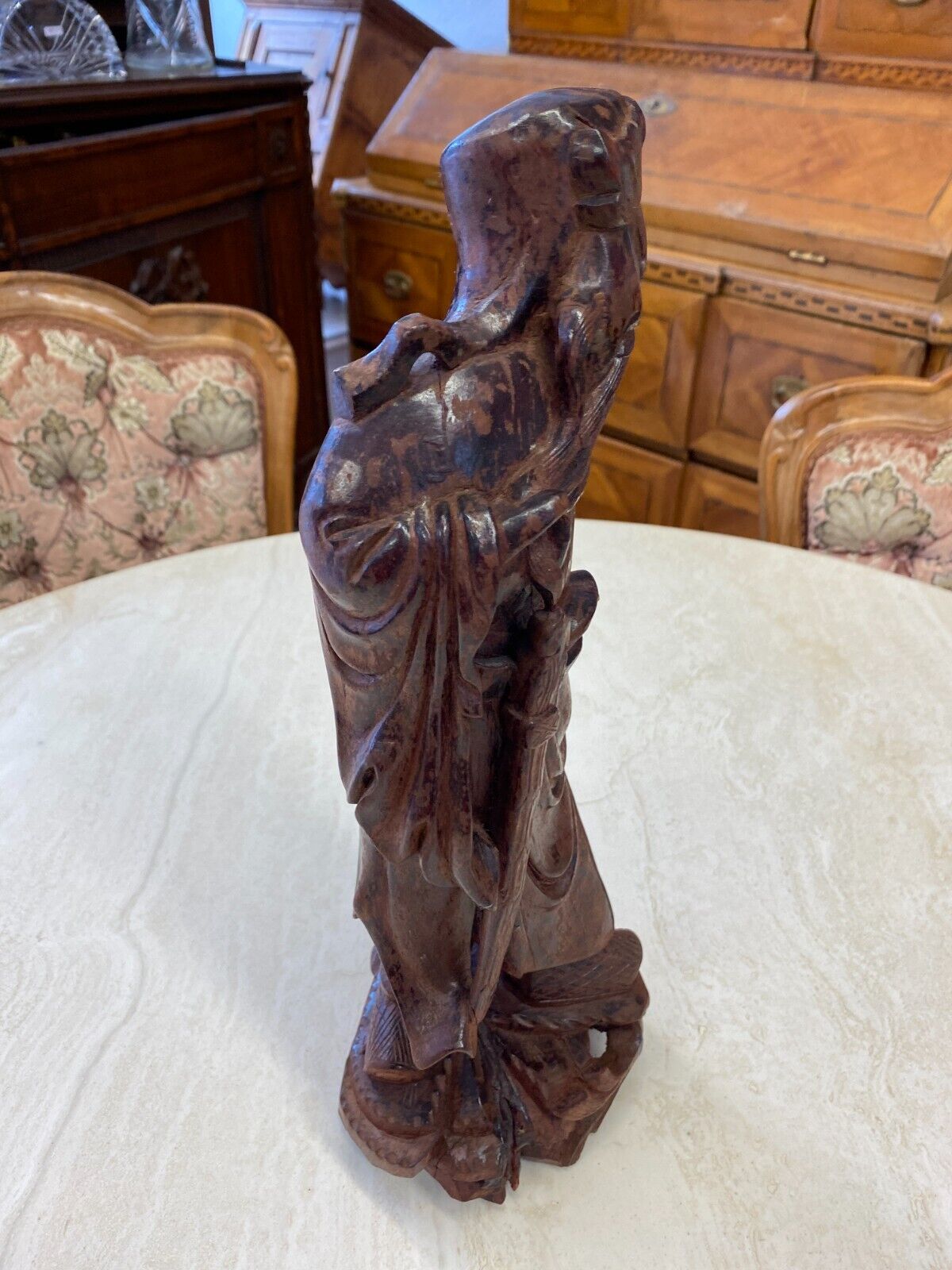 CHINA SKULPTUR AUS HOLZ GELEHRTER 36cm HOCH – Bild 12