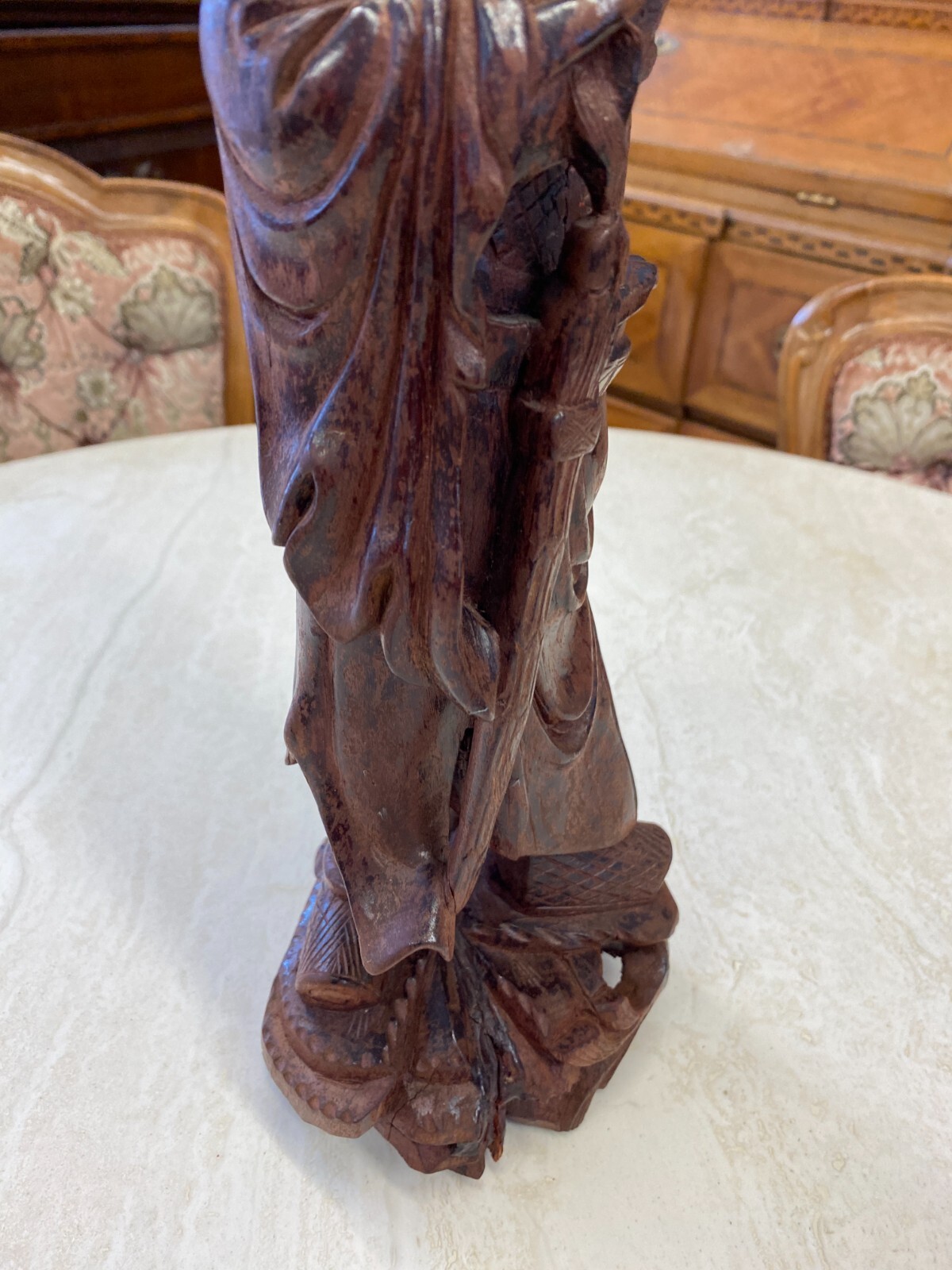 CHINA SKULPTUR AUS HOLZ GELEHRTER 36cm HOCH – Bild 14