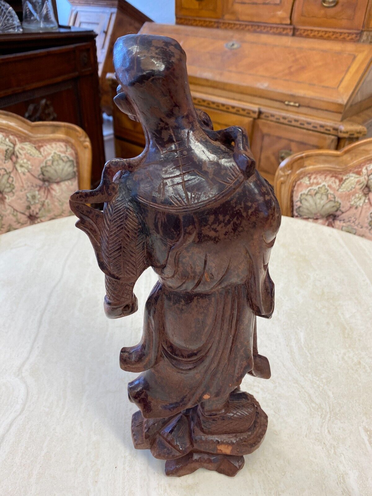 CHINA SKULPTUR AUS HOLZ GELEHRTER 36cm HOCH – Bild 15