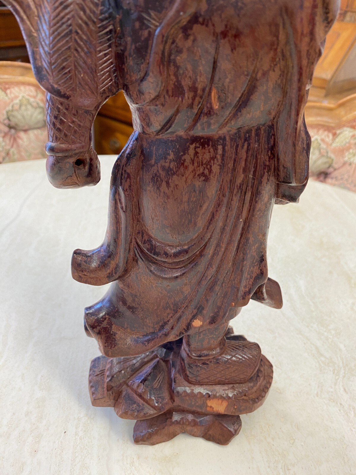 CHINA SKULPTUR AUS HOLZ GELEHRTER 36cm HOCH – Bild 17