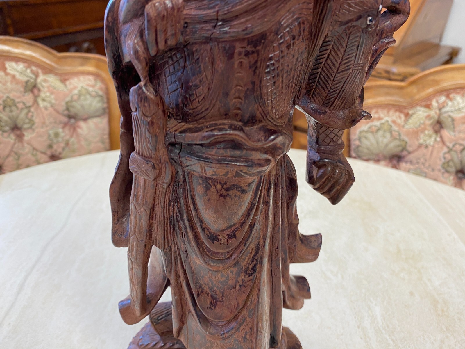 CHINA SKULPTUR AUS HOLZ GELEHRTER 36cm HOCH – Bild 7