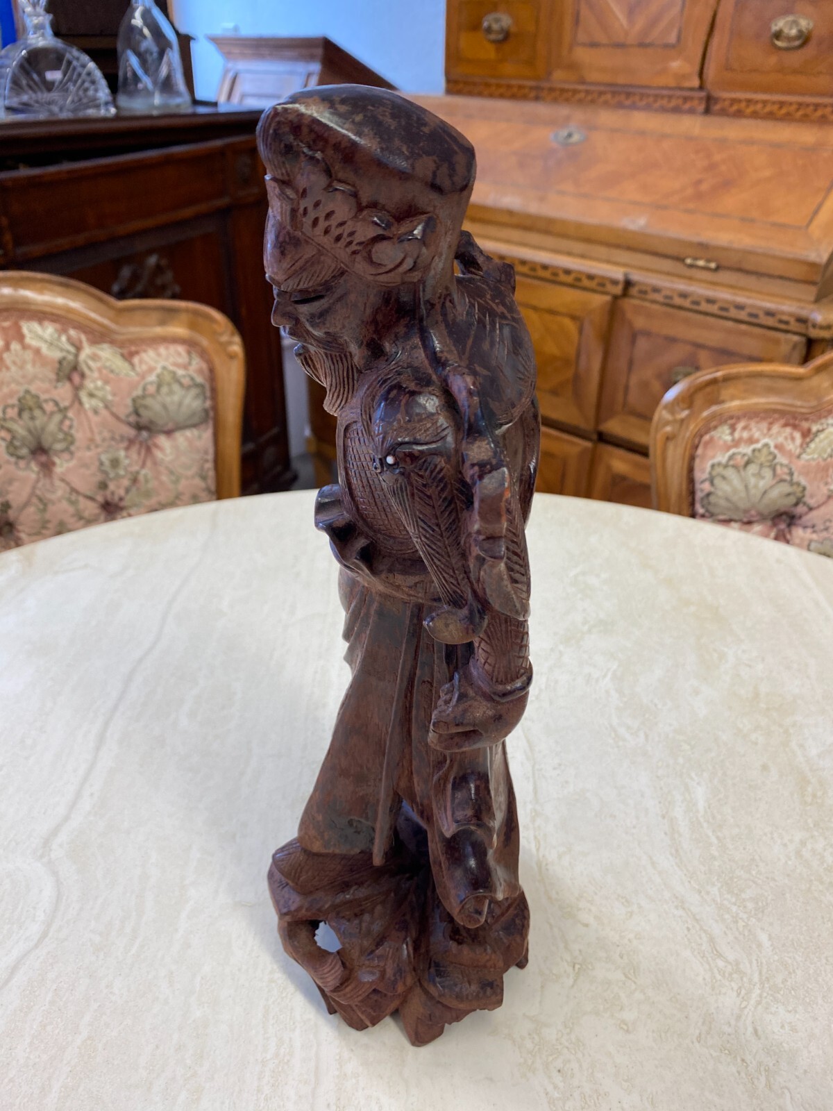 CHINA SKULPTUR AUS HOLZ GELEHRTER 36cm HOCH – Bild 9