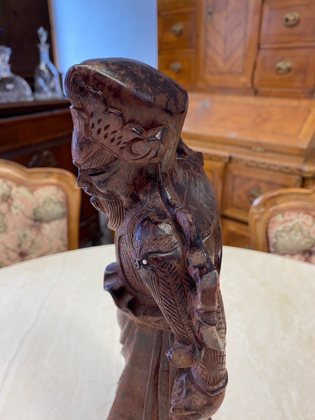 CHINA SKULPTUR AUS HOLZ GELEHRTER 36cm HOCH – Bild 10