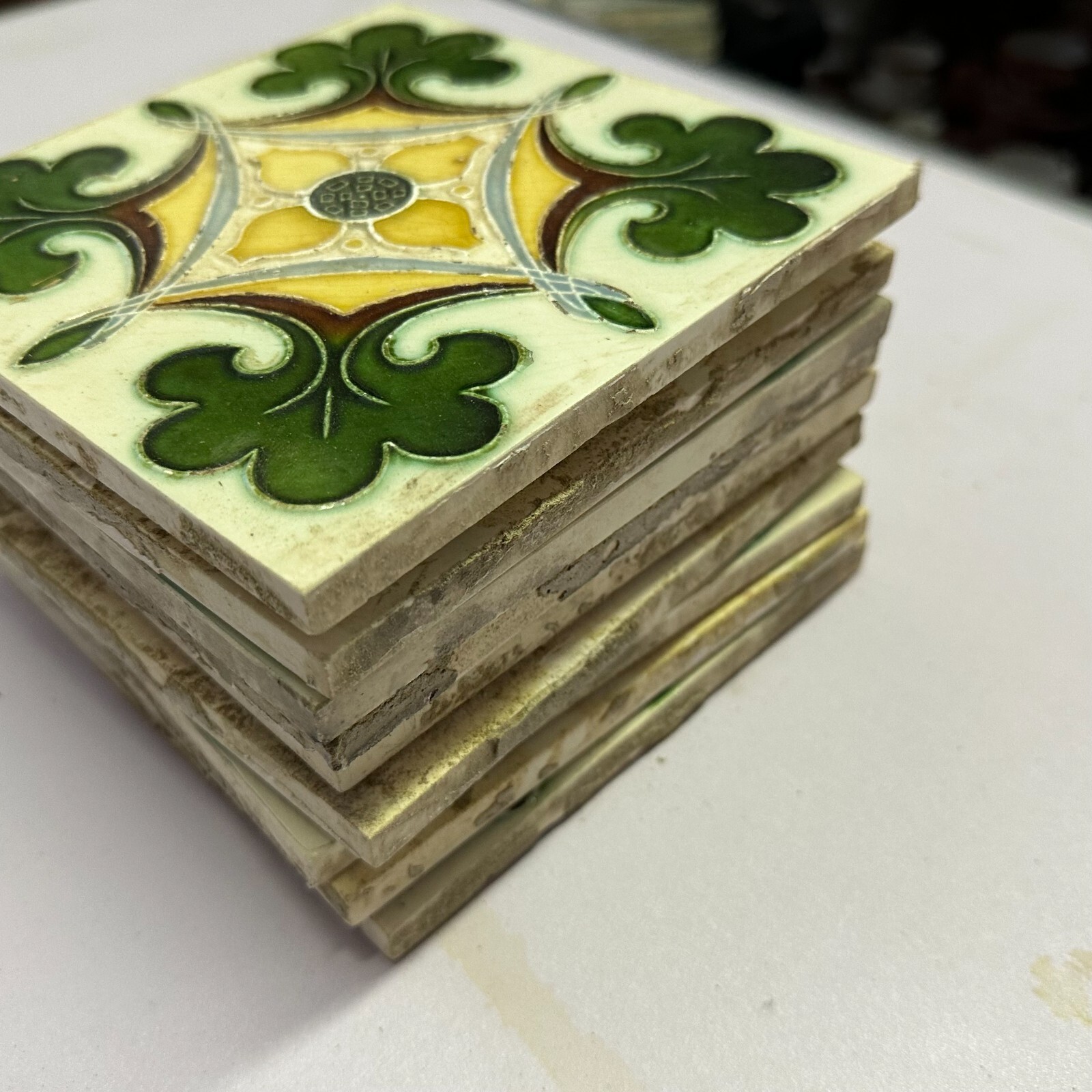 SET 9x JUGENDSTILFLIESE 15x15cm ANTIKE JUGENDSTIL FLIESE UM 1910 – Bild 12
