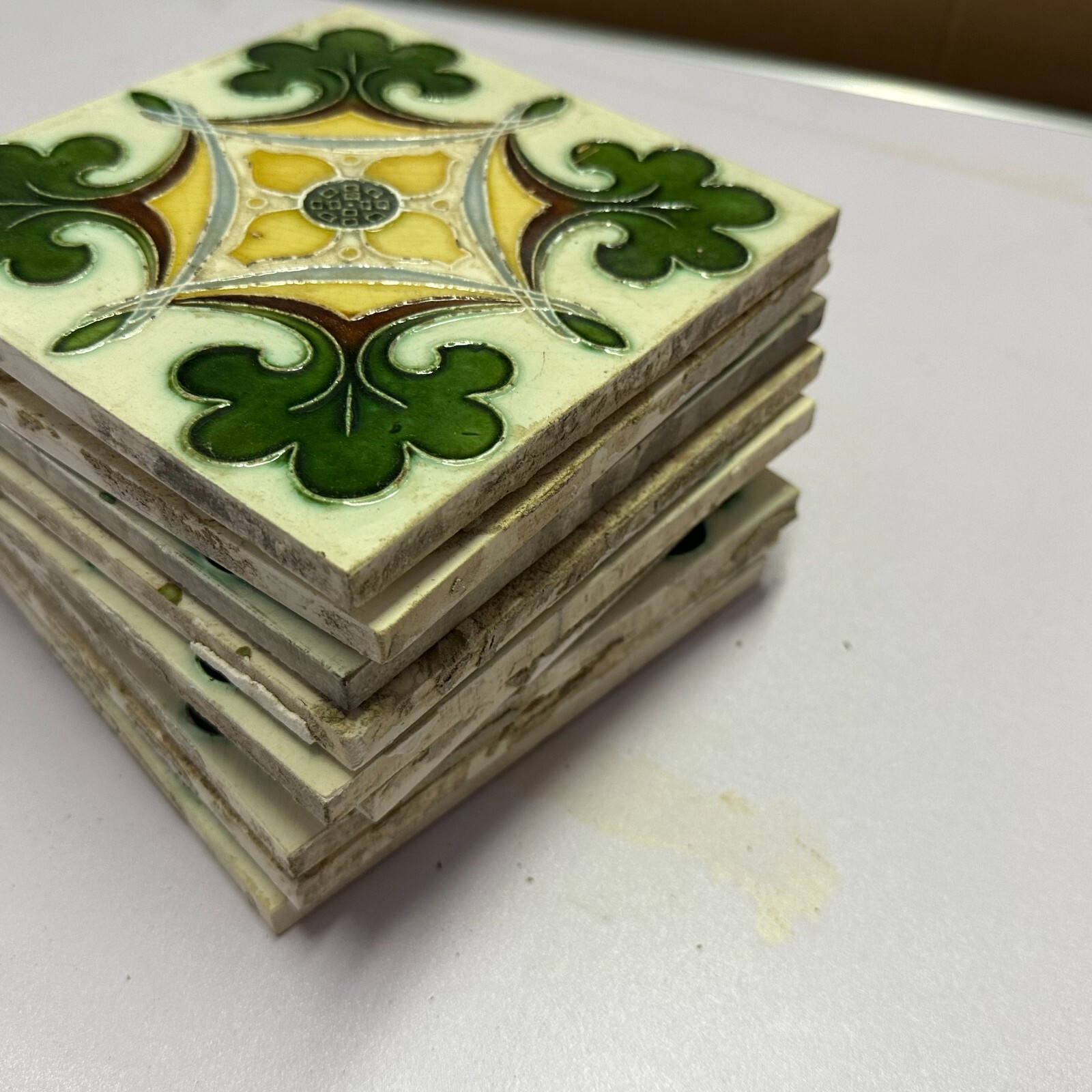 SET 9x JUGENDSTILFLIESE 15x15cm ANTIKE JUGENDSTIL FLIESE UM 1910 – Bild 13