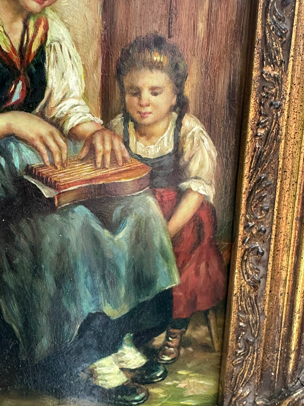 ÖLGEMÄLDE MASSIV GERAHMT DIE ZITHERSPIELERIN SIGNIERT J. SULZER – Bild 7