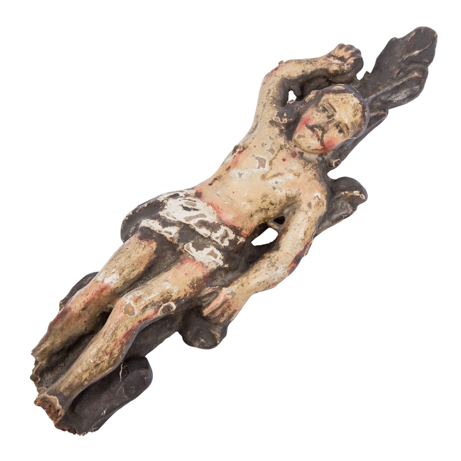 ANTIKE BAROCK HEILIGENFIGUR 17/18 TES JHDT HEILIGER SEBASTIAN 23cm
