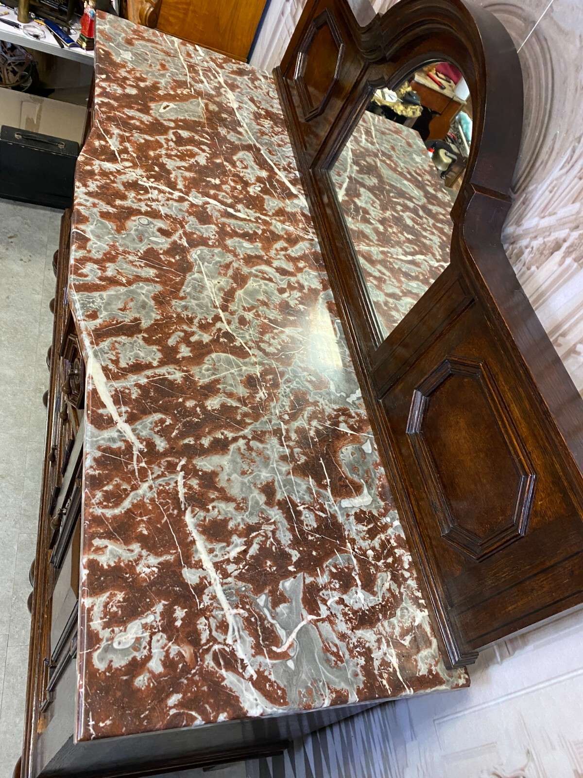 ANTIKE ANRICHTE BUFFET SAINT REMY MARMORPLATTE UND SPIEGEL UM 1880 FRANKREICH – Bild 7