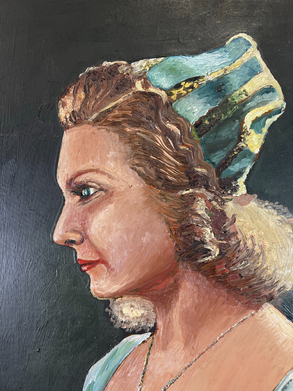 Ölgemälde auf Platte Portrait einer Dame 49x70cm – Bild 4