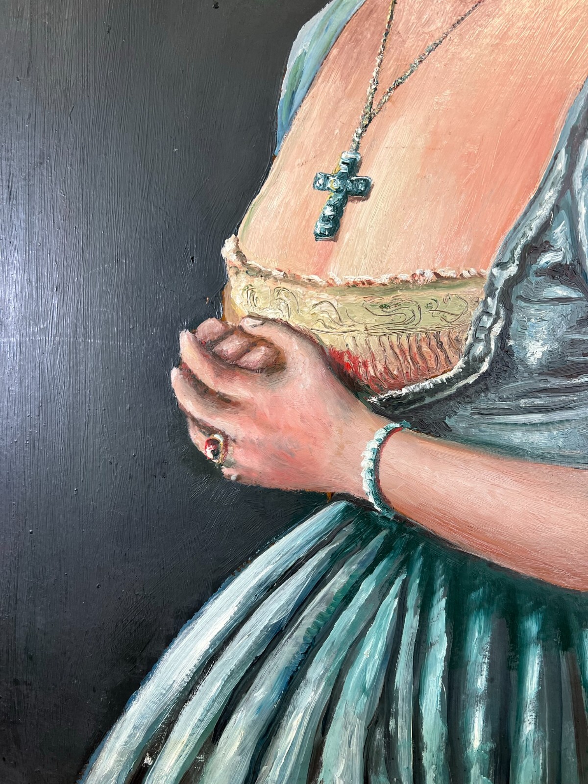 Ölgemälde auf Platte Portrait einer Dame 49x70cm – Bild 7
