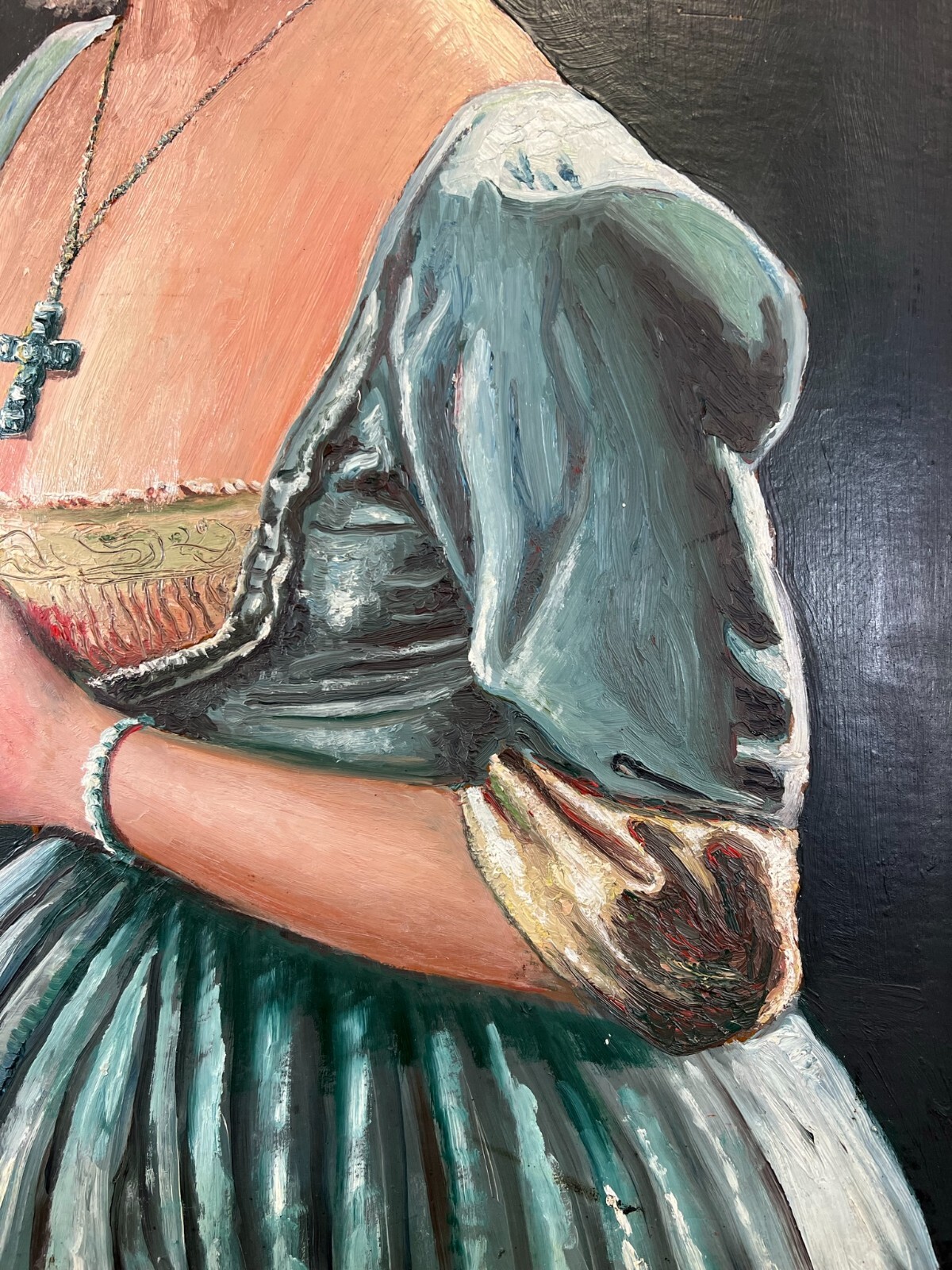 Ölgemälde auf Platte Portrait einer Dame 49x70cm – Bild 8