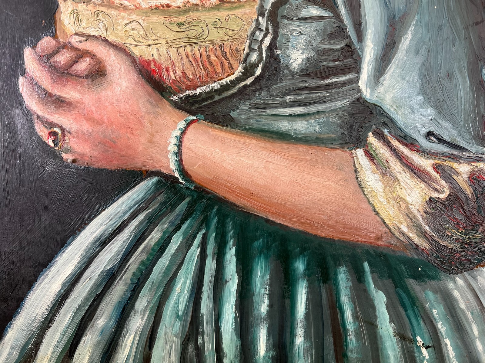 Ölgemälde auf Platte Portrait einer Dame 49x70cm – Bild 9