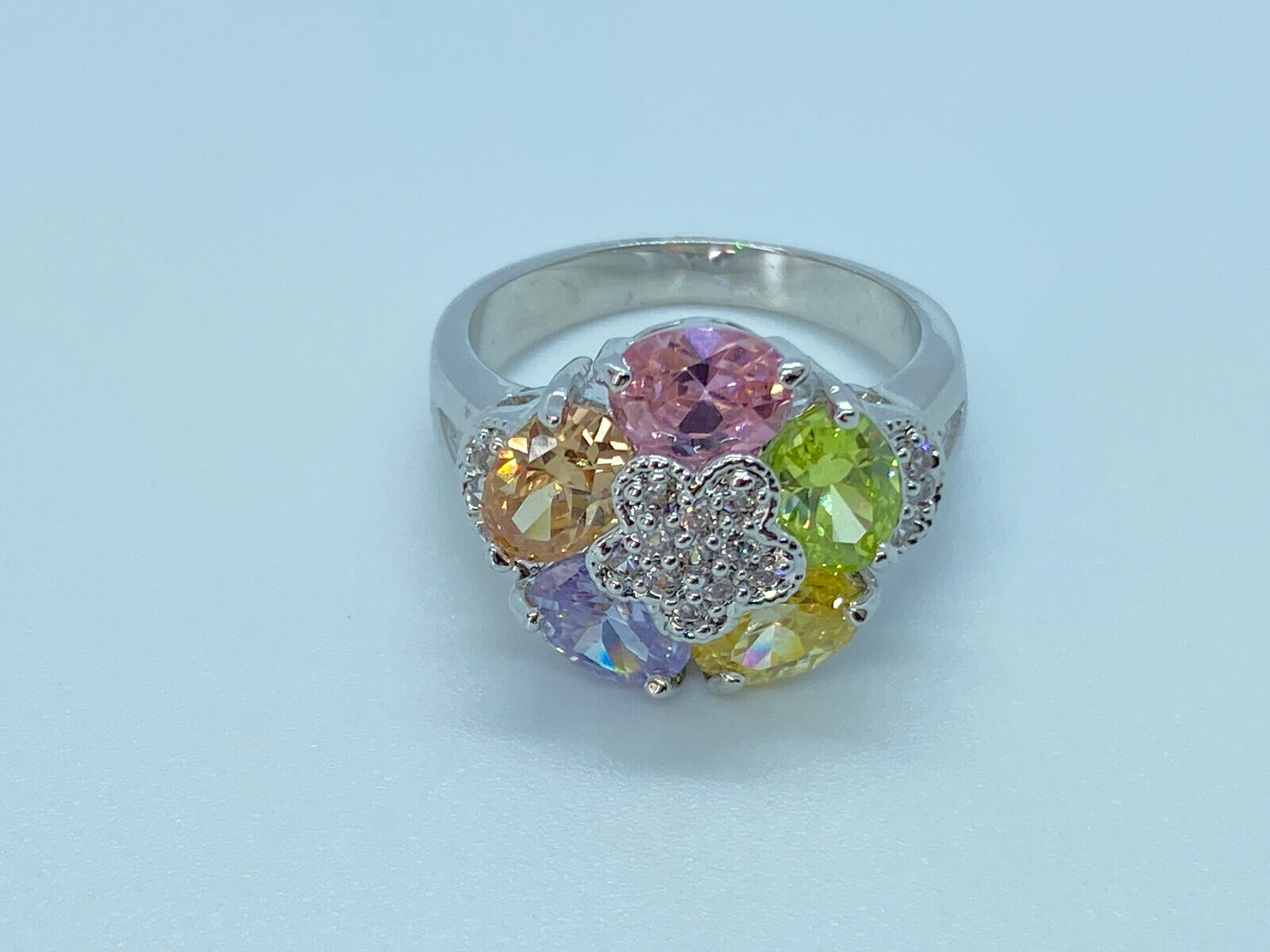 DAMENRING RING STERLING SILBER BERGKRISTALL CITRIN AMETHYSTEN etc. GRÖSSE 59