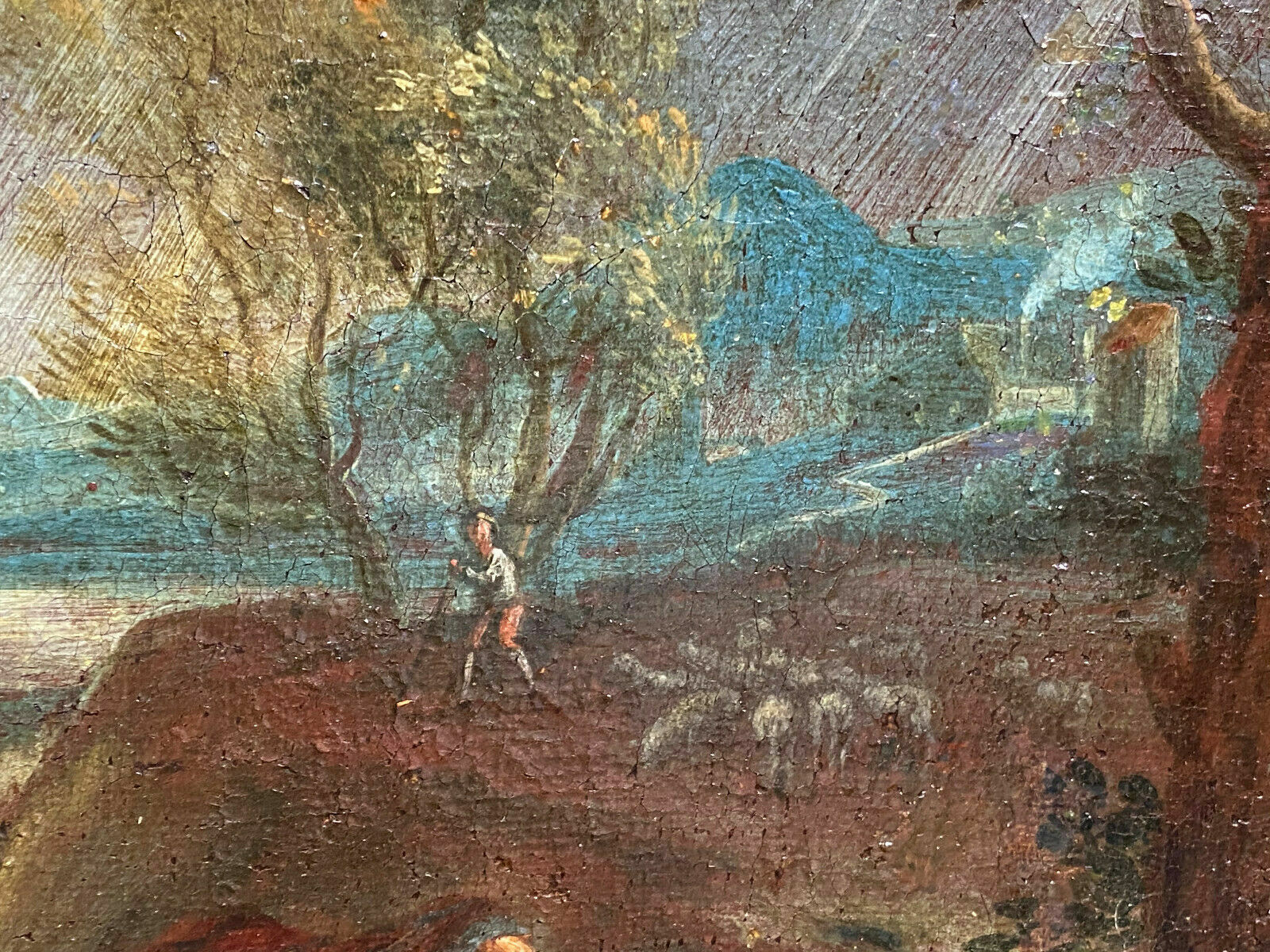 BAROCK ÖLGEMÄLDE ITALIEN UM 1700 LANDSCHAFT PFERDE PERSONEN CARLO TAVELLA UMKR. – Bild 5