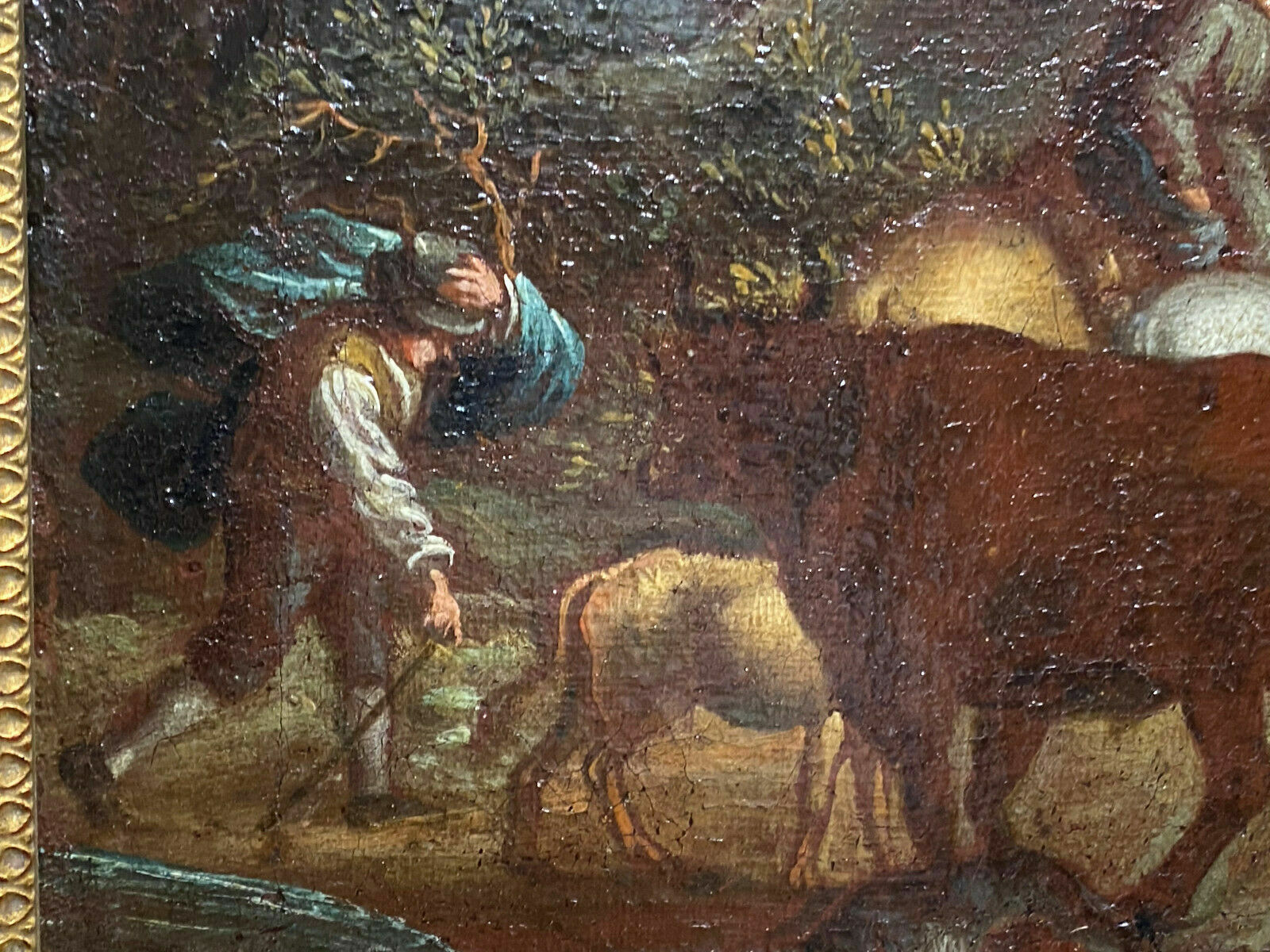 BAROCK ÖLGEMÄLDE ITALIEN UM 1700 LANDSCHAFT PFERDE PERSONEN CARLO TAVELLA UMKR. – Bild 7