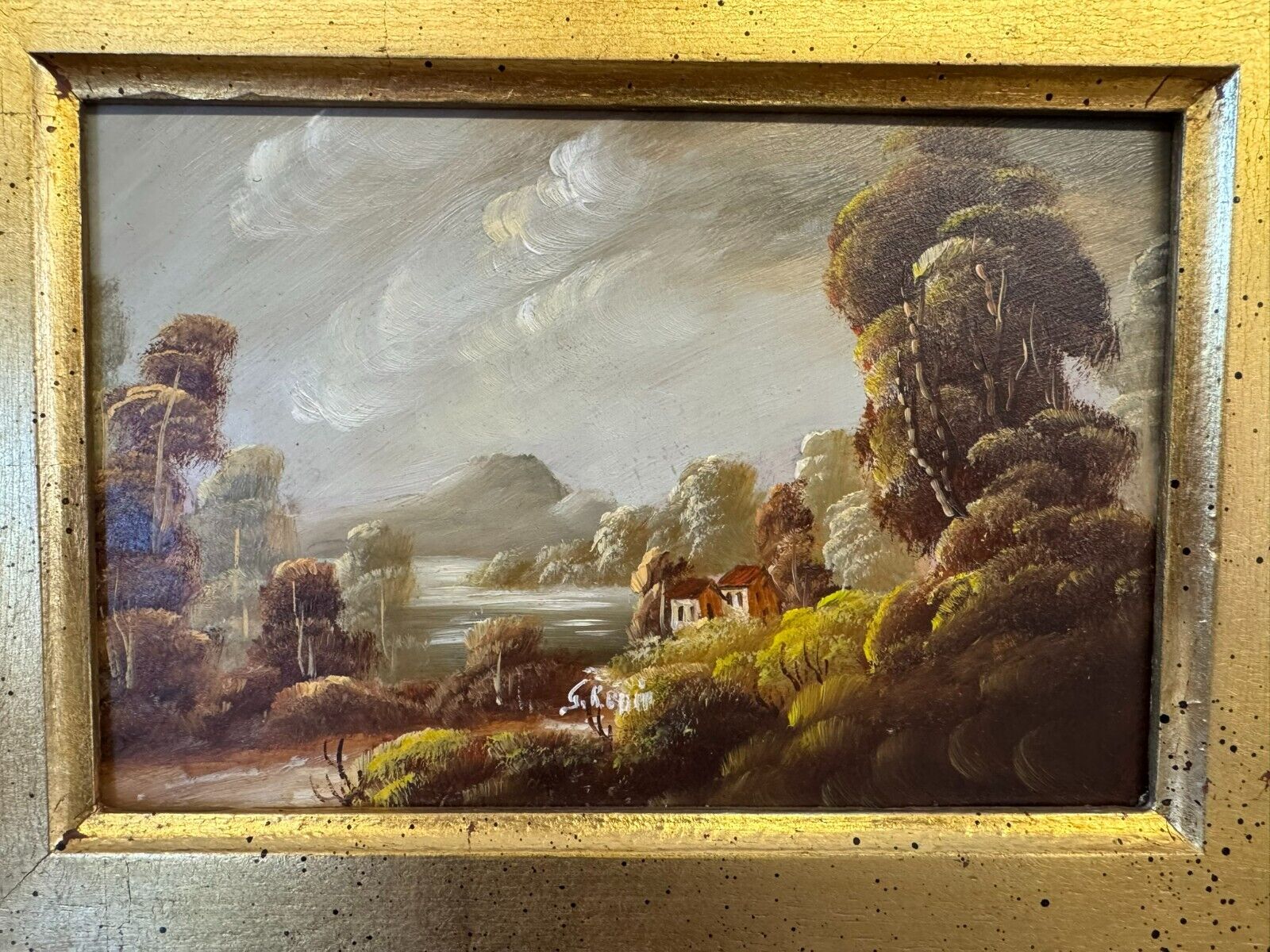 ÖLGEMÄLDE ROMATISCHE LANDSCHAFT SIGNIERT GEMÄLDE GERAHMT – Bild 3