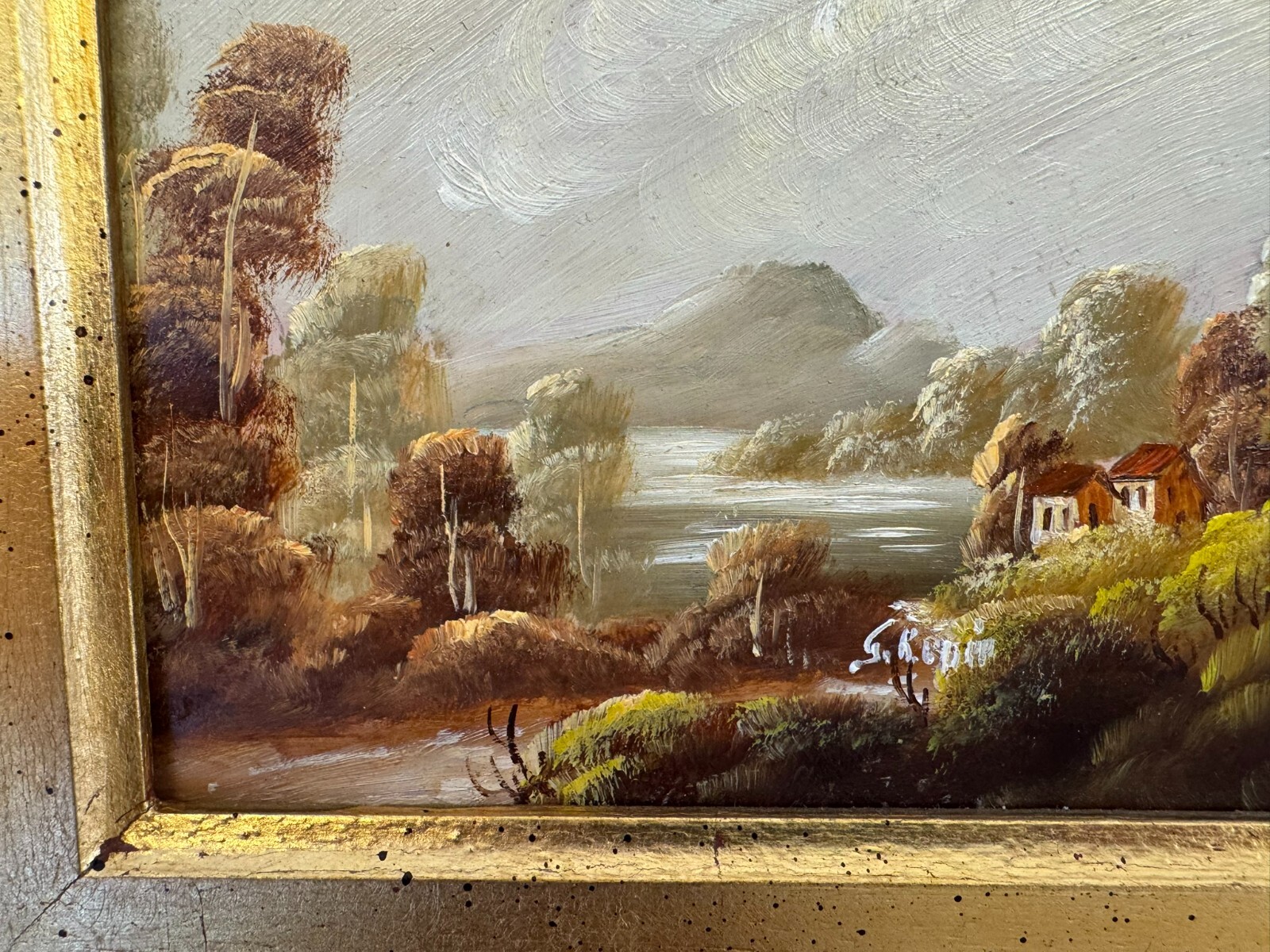 ÖLGEMÄLDE ROMATISCHE LANDSCHAFT SIGNIERT GEMÄLDE GERAHMT – Bild 5