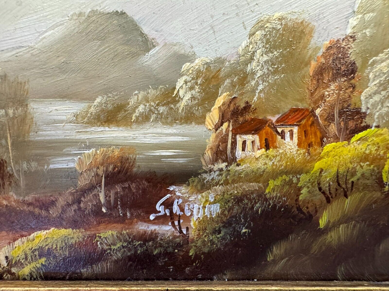 ÖLGEMÄLDE ROMATISCHE LANDSCHAFT SIGNIERT GEMÄLDE GERAHMT – Bild 8