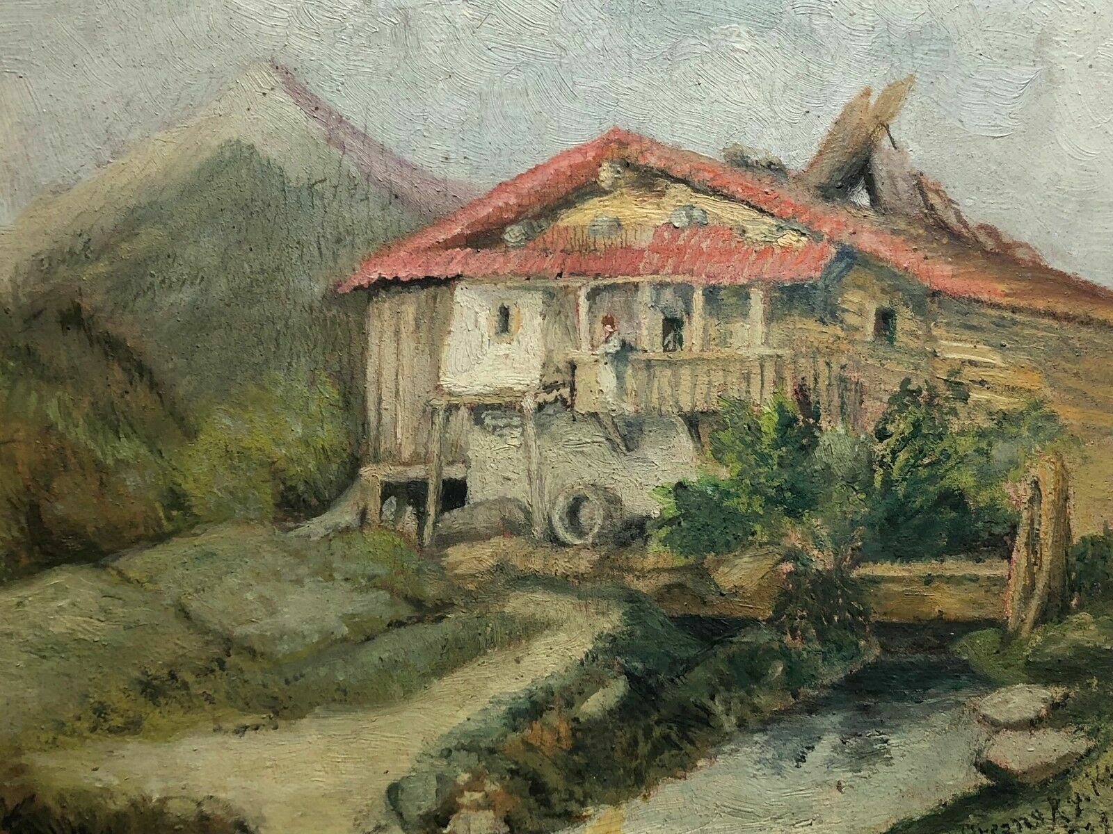 ÖLGEMÄLDE BAUERNHOF AM BACH DATIERT 1931 GEMÄLDE FERDINAND STRANSKY (1904-1981)