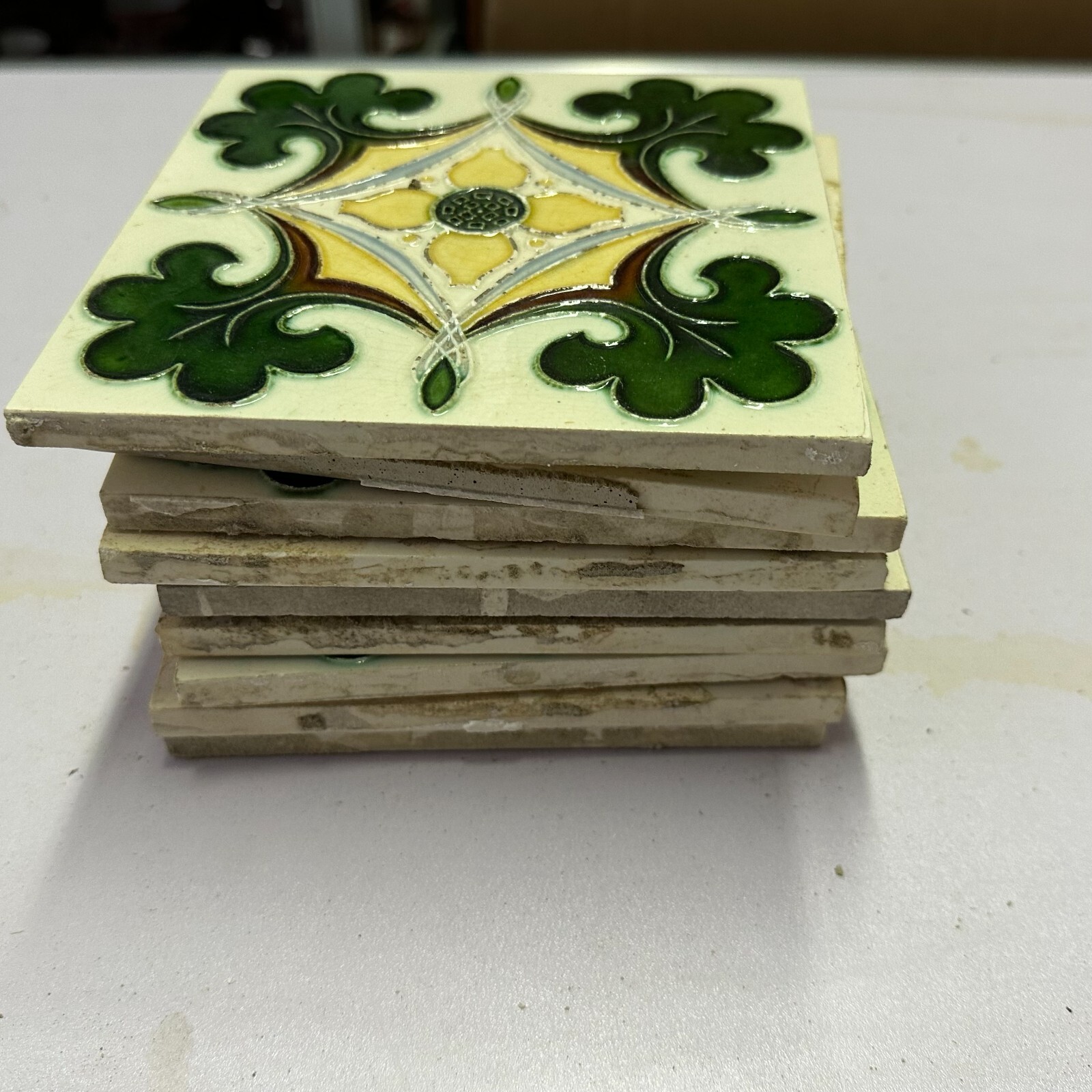 SET 9x JUGENDSTILFLIESE 15x15cm ANTIKE JUGENDSTIL FLIESE UM 1910 – Bild 11