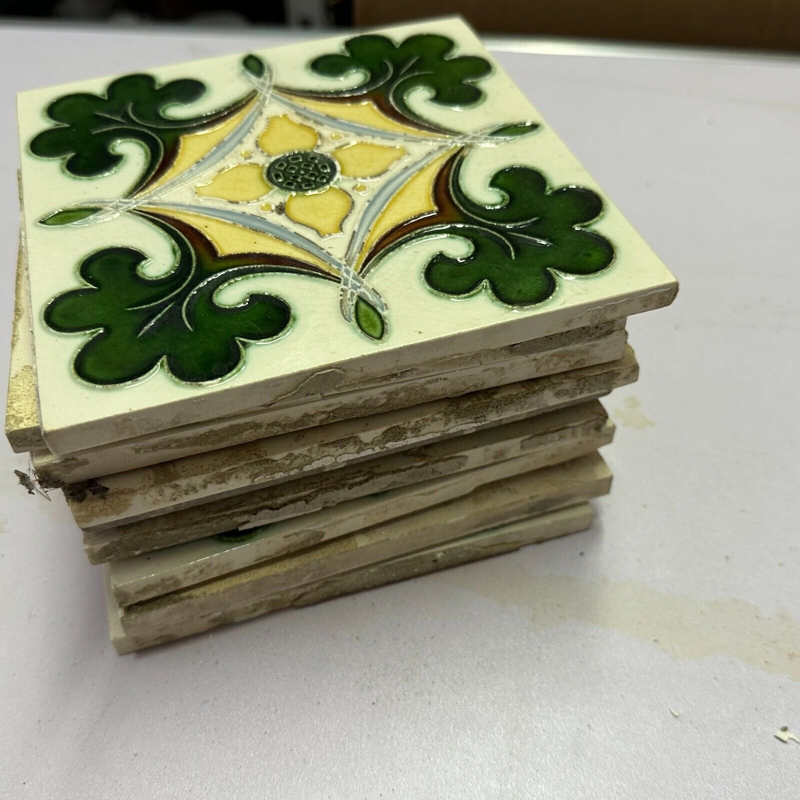 SET 9x JUGENDSTILFLIESE 15x15cm ANTIKE JUGENDSTIL FLIESE UM 1910 – Bild 13