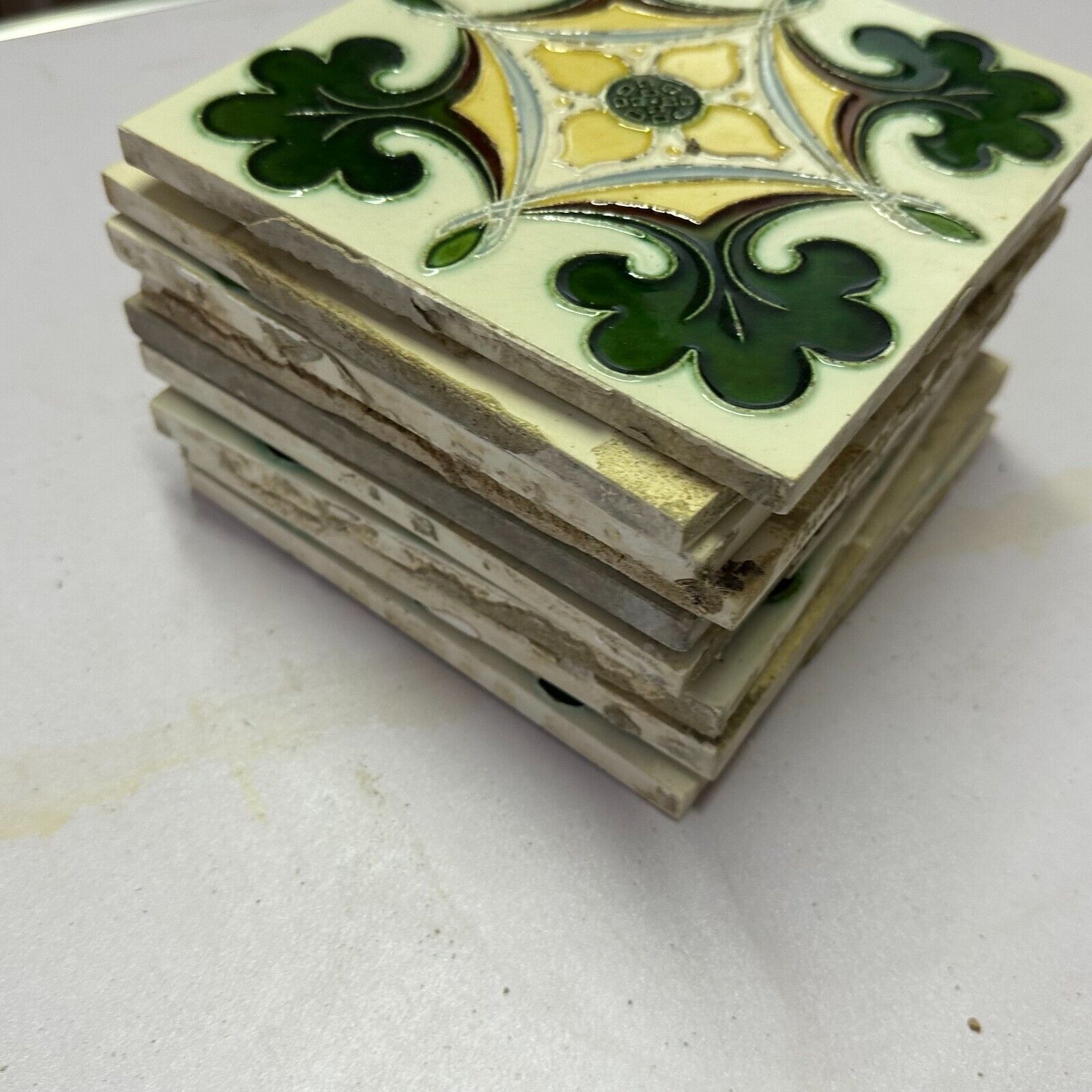 SET 9x JUGENDSTILFLIESE 15x15cm ANTIKE JUGENDSTIL FLIESE UM 1910 – Bild 14