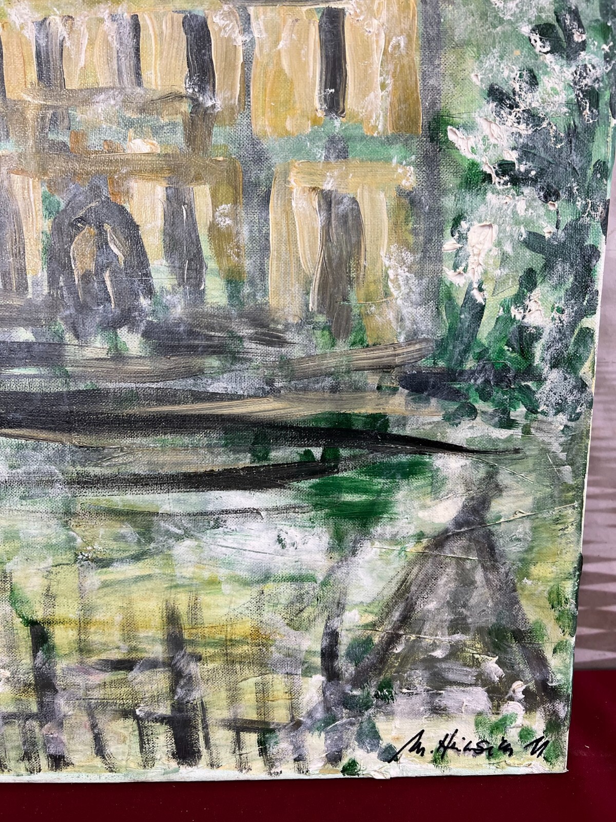 MODERNES ÖLGEMÄLDE AUF LEINWAND SIGNIERT HAUS ANSICHT 60x90cm – Bild 10