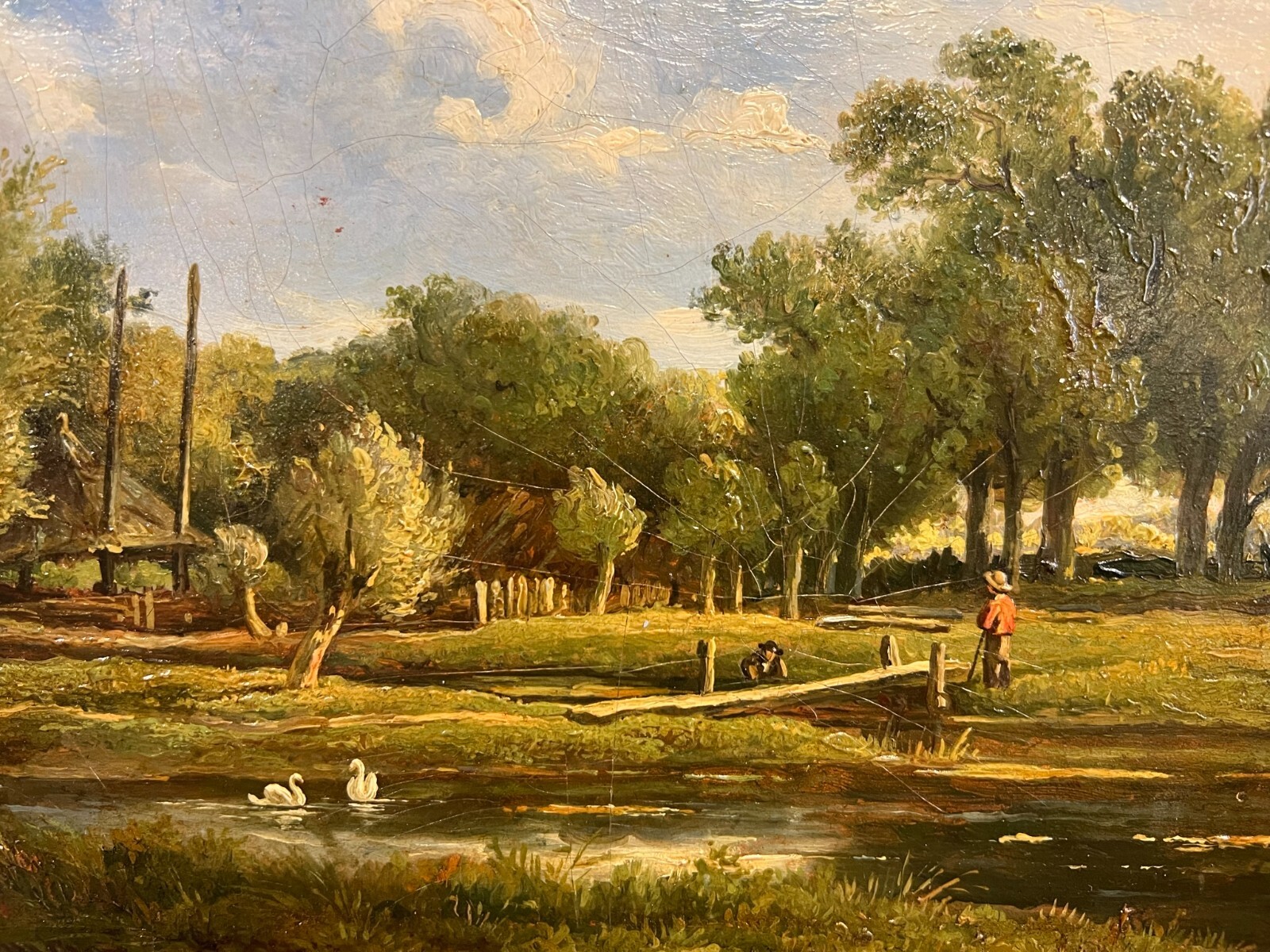 ANTIKES ÖLGEMÄLDE LANDSCHAFT MIT PERSONEN GEMÄLDE VON MARKUS HEUMANN – Bild 3