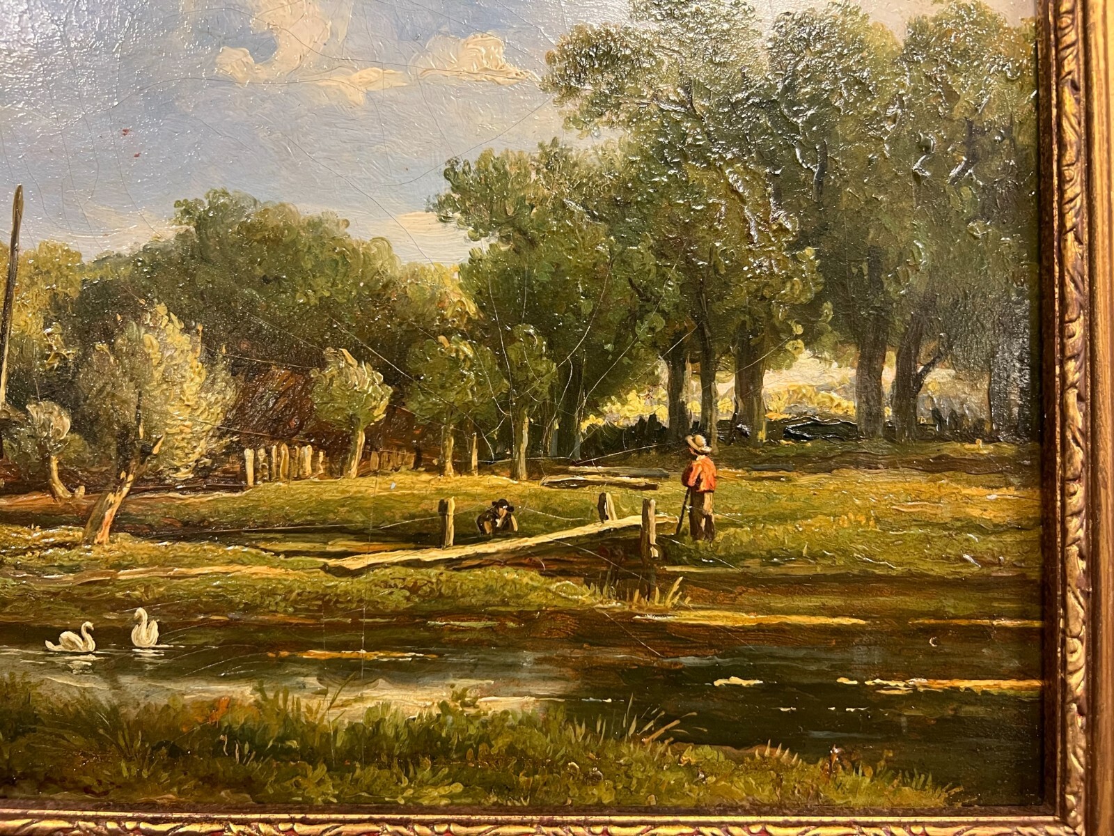 ANTIKES ÖLGEMÄLDE LANDSCHAFT MIT PERSONEN GEMÄLDE VON MARKUS HEUMANN – Bild 8