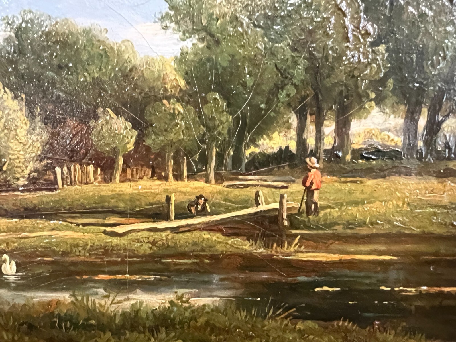 ANTIKES ÖLGEMÄLDE LANDSCHAFT MIT PERSONEN GEMÄLDE VON MARKUS HEUMANN
