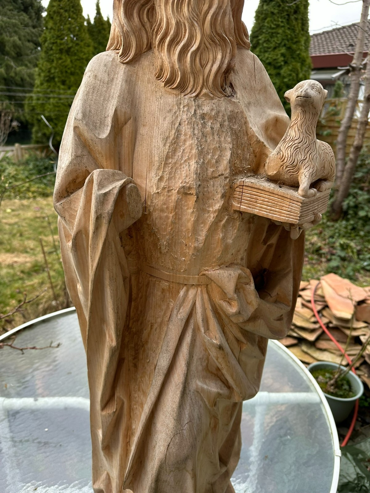 NEO GOTIK HEILIGENFIGUR JOHANNES DER TÄUFER HANDGESCHNITZT 113cm 20 TES – Bild 7