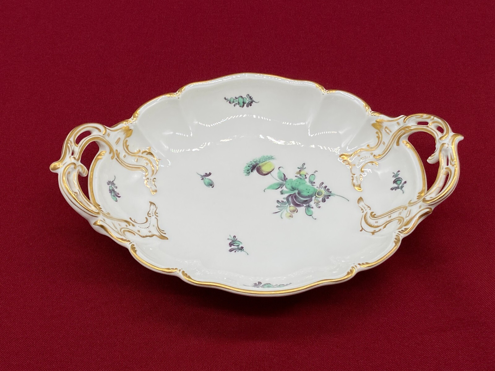 ROKOKO PORZELLAN SCHALE MIT HENKELN NYMPHENBURG TOP ZUSTAND HANDBEMALT – Bild 7