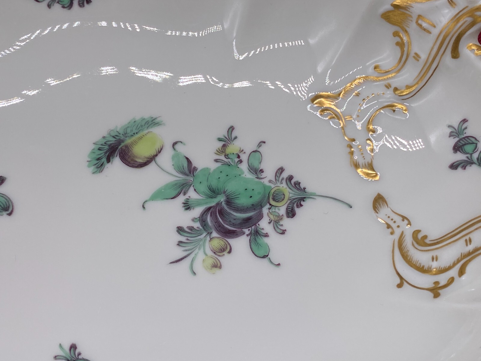ROKOKO PORZELLAN SCHALE MIT HENKELN NYMPHENBURG TOP ZUSTAND HANDBEMALT – Bild 8