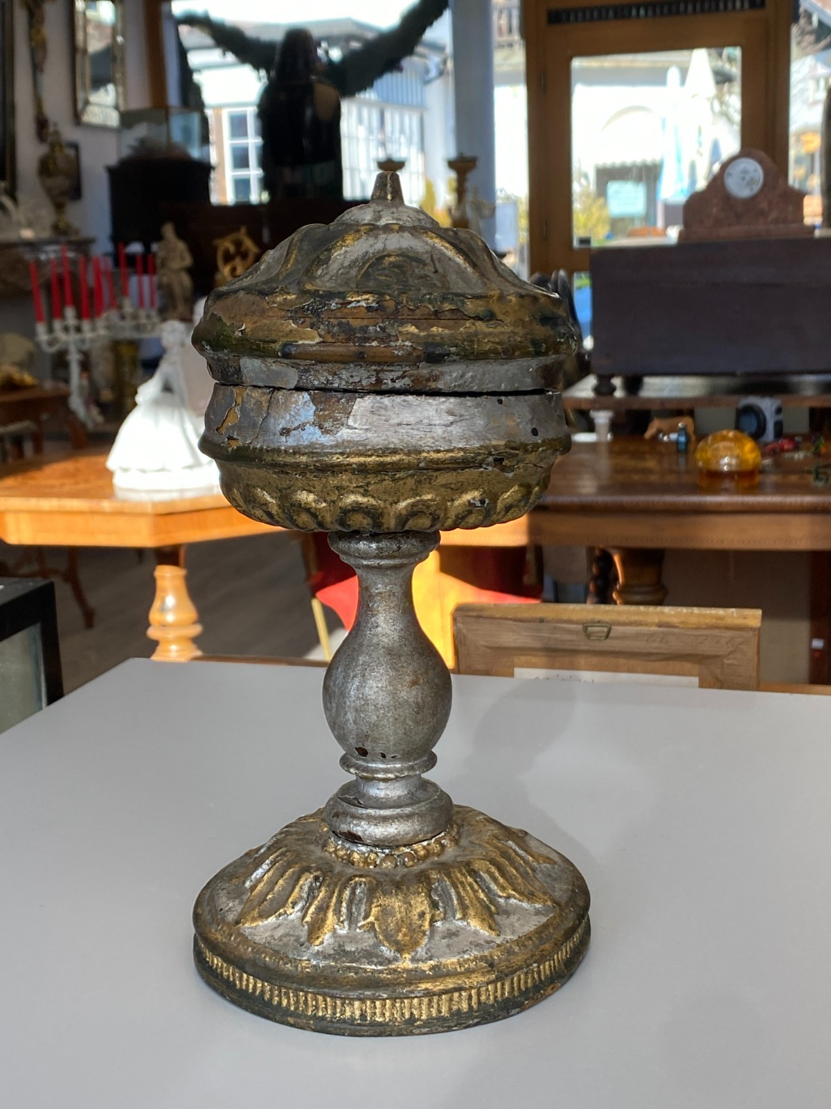 BAROCK RELIQUAR ANTIK 18 TES JHDT HOLZ GEFASST