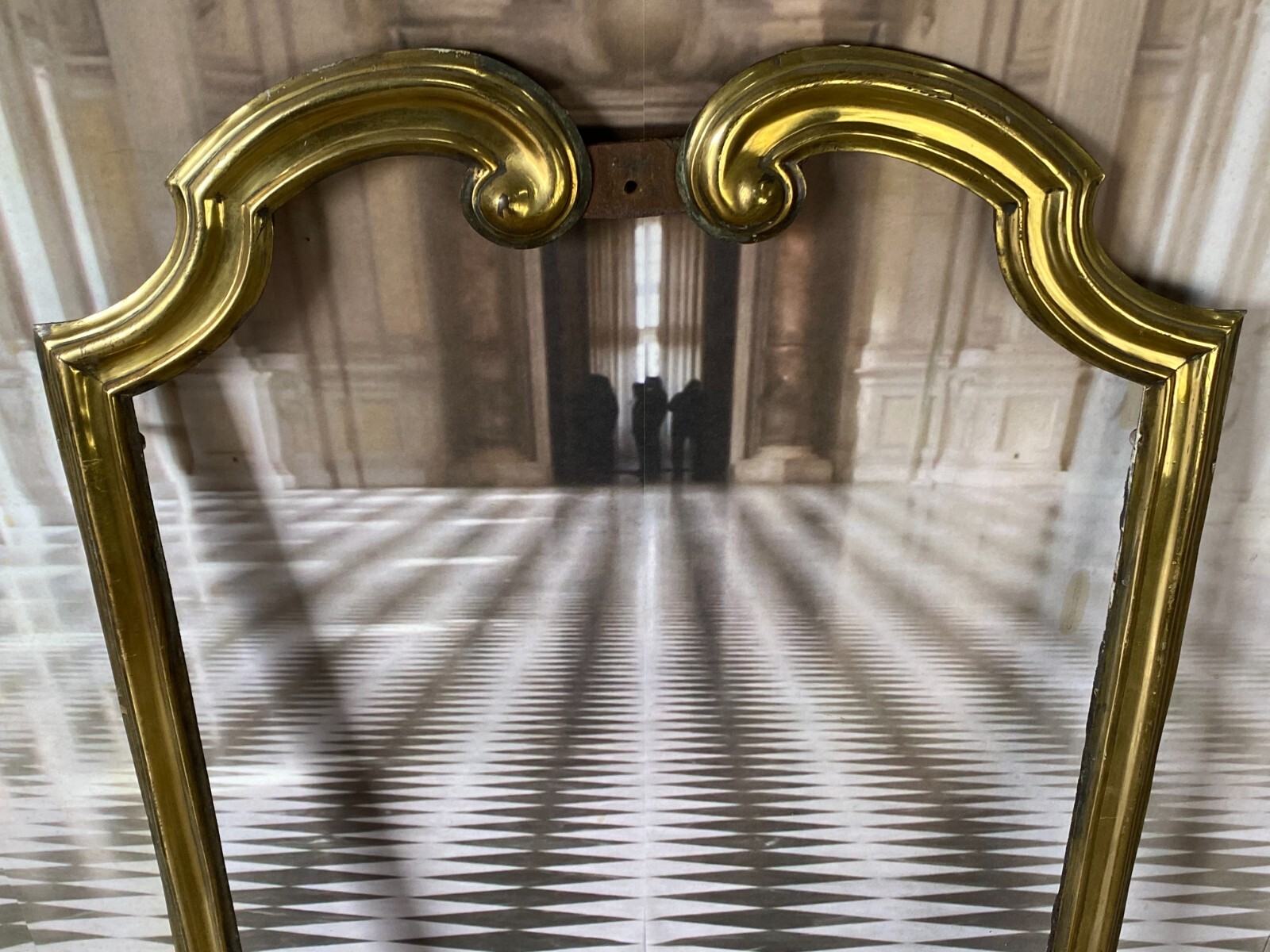 ANTIKE KAMIN ABDECKUNG FEUERSTELLE RAHMEN AUS EISEN UND MESSING HxB 118x65cm – Bild 3