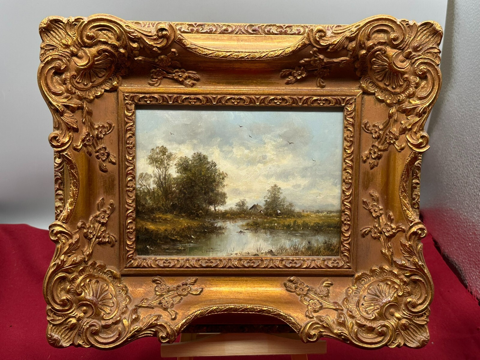 ÖLGEMÄLDE PRUNKRAHMEN LANDSCHAFT AM ALTWASSER IM DACHAUER MOOR HERBERT WEHRINGER